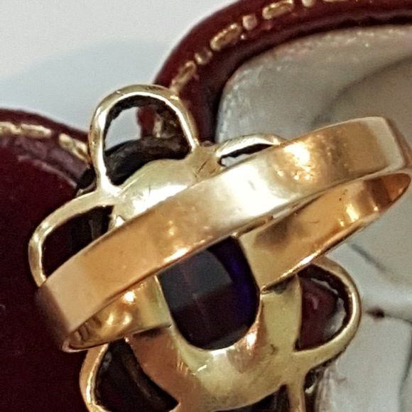 Other Antique 14k Yellow Gold Genuine Amethyst Filigree Ring Size ONE SIZE - 4 Thumbnail