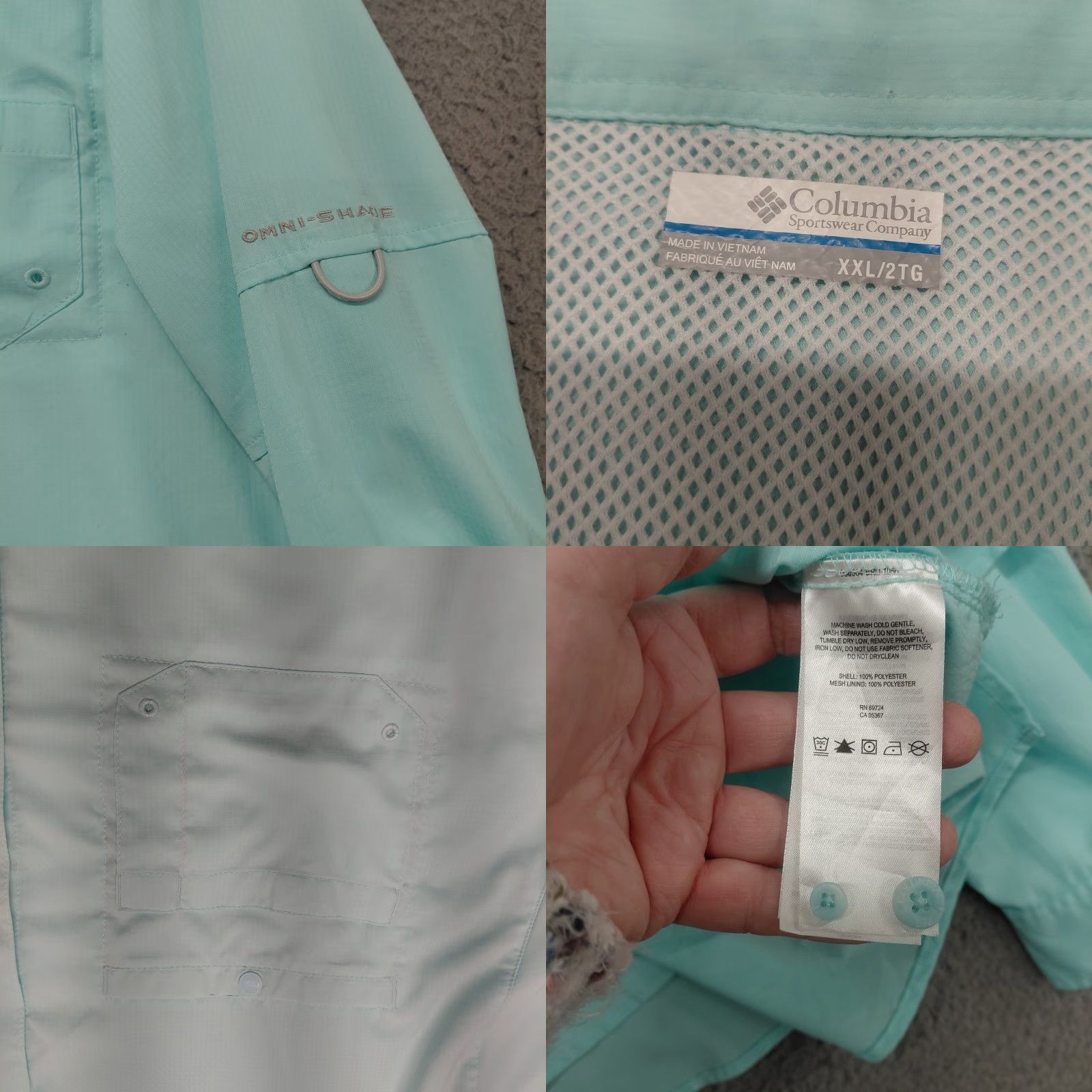 Vintage Columbia PFG Omni-Shade Shirt Men's XXL Seafoam Green Long Sleeve Button Up Size US XXL / EU 58 / 5 - 9 Thumbnail