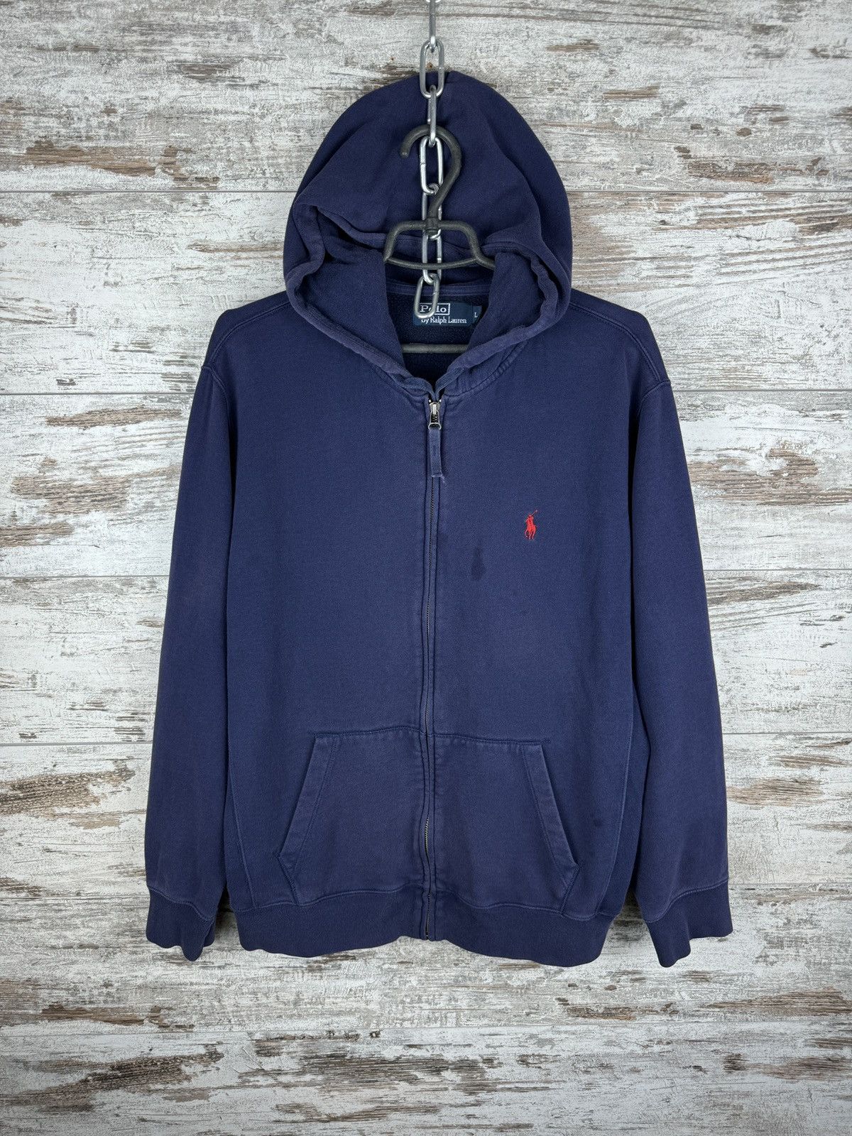 Polo Ralph Lauren × Vintage Mens Vintage Polo Ralph Lauren distressed zip hoodie y2k OG Size US L / EU 52-54 / 3 - 2 Thumbnail