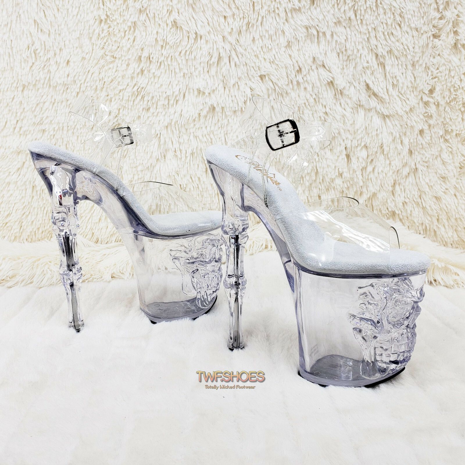 Other Rapture Clear See Thru Skull & Bones 8" High Heel Platform S Size US 6 / IT 36 - 6 Thumbnail