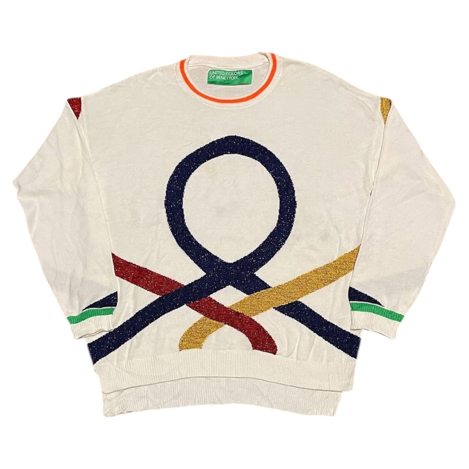 United Colors Of Benetton 2000s Benetton Iconic Logo Knit Sweater Size US L / EU 52-54 / 3 - 1 Thumbnail