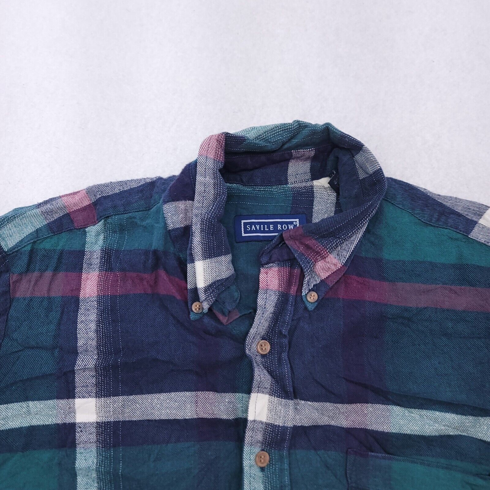 Savile Row Savile Row Madras Flannel Shirt Mens Size M Green Purple Size US M / EU 48-50 / 2 - 2 Thumbnail