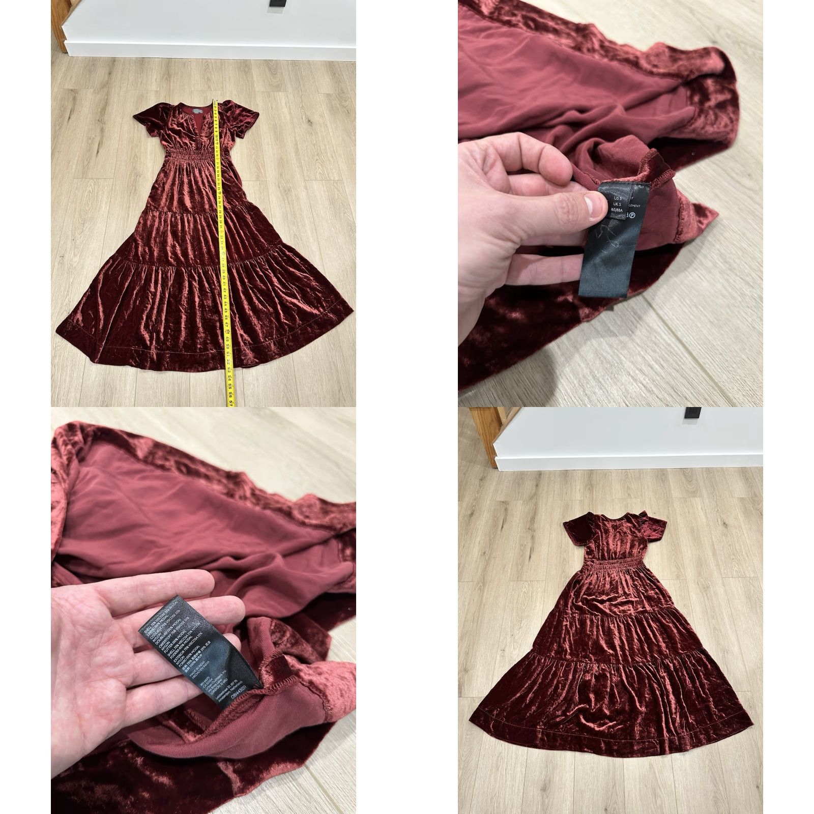 Anthropologie Anthropologie Dress Womens Small Somerset Maxi Velvet Wine Burgundy Tiered Size S / US 4 / IT 40 - 8 Thumbnail
