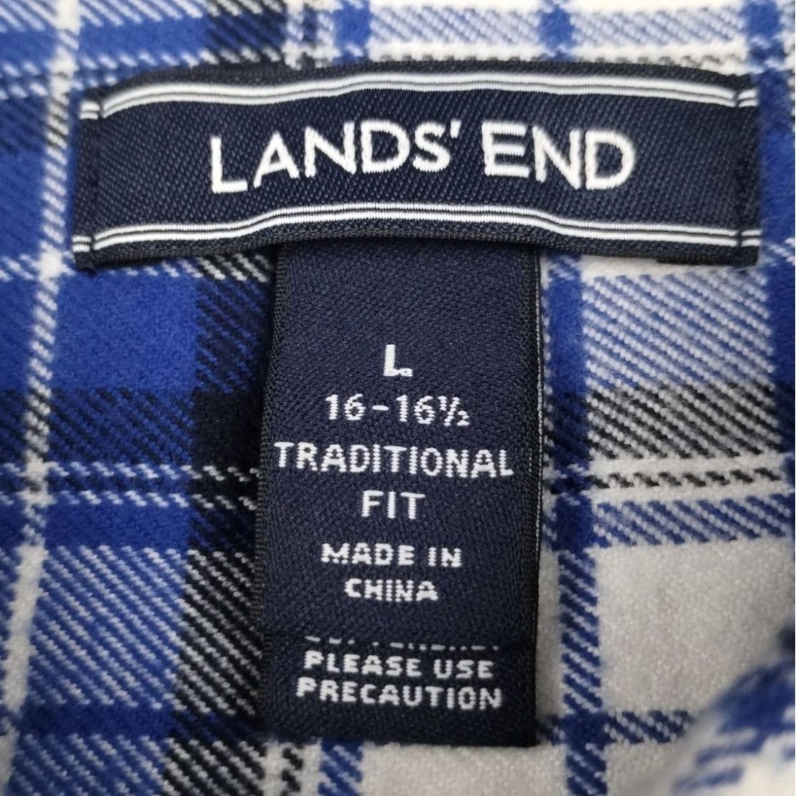 Lands' End Lands' End Men's Blue Plaid Shirt/Button Up Sz L SKU 4011 Size US L / EU 52-54 / 3 - 4 Thumbnail