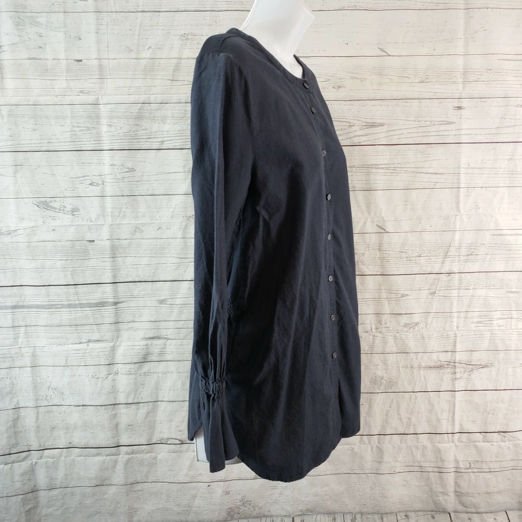 Ann Taylor Ann Taylor LOFT Womens Button Front Top Sz Medium Blue Long Sleeve Cotton Shirt Size M / US 6-8 / IT 42-44 - 3 Thumbnail