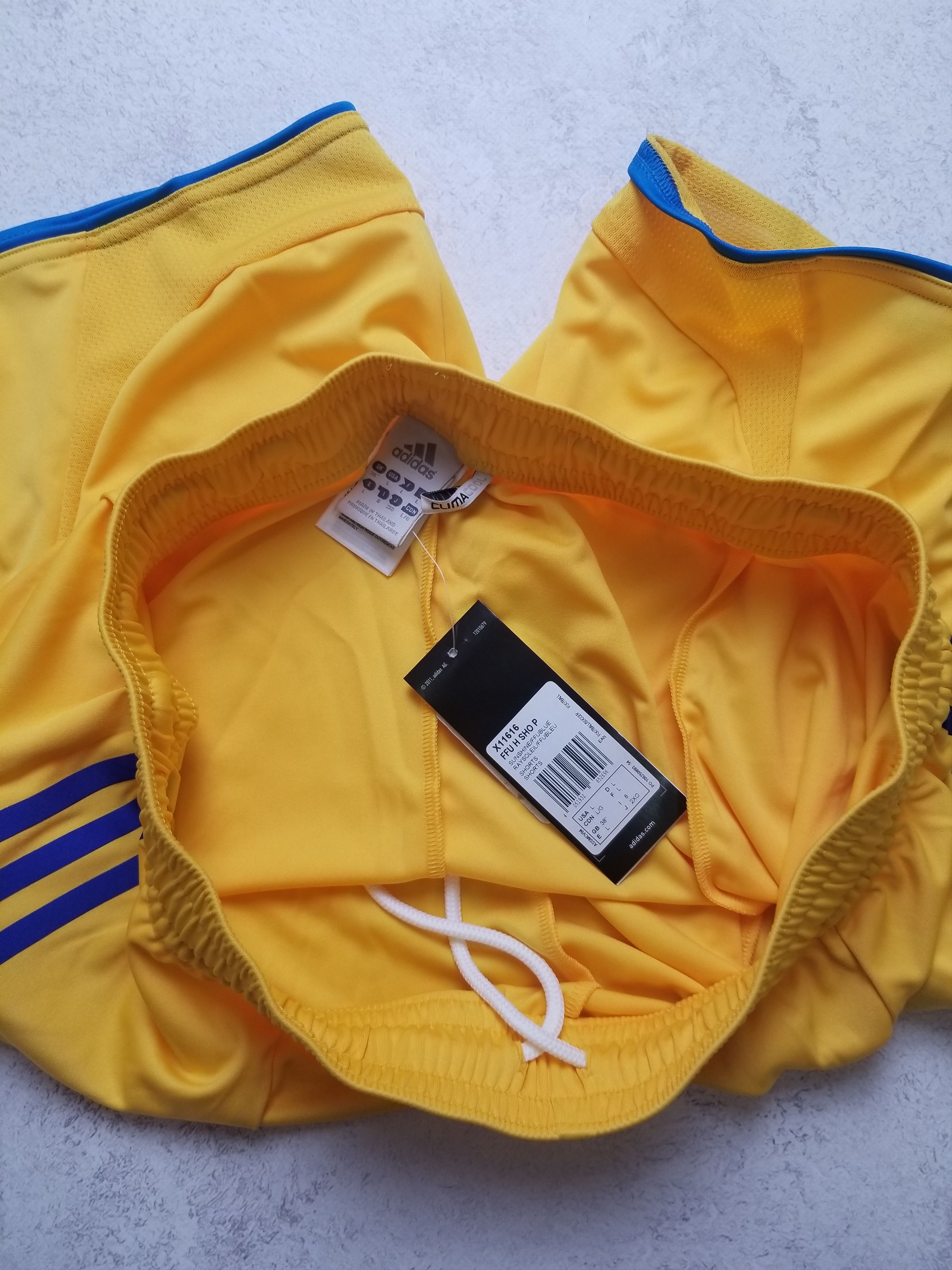 Adidas Ukraine EURO 2012 Home Football Shorts Adidas Yellow MEN'S L Size US 34 / EU 50 - 7 Thumbnail