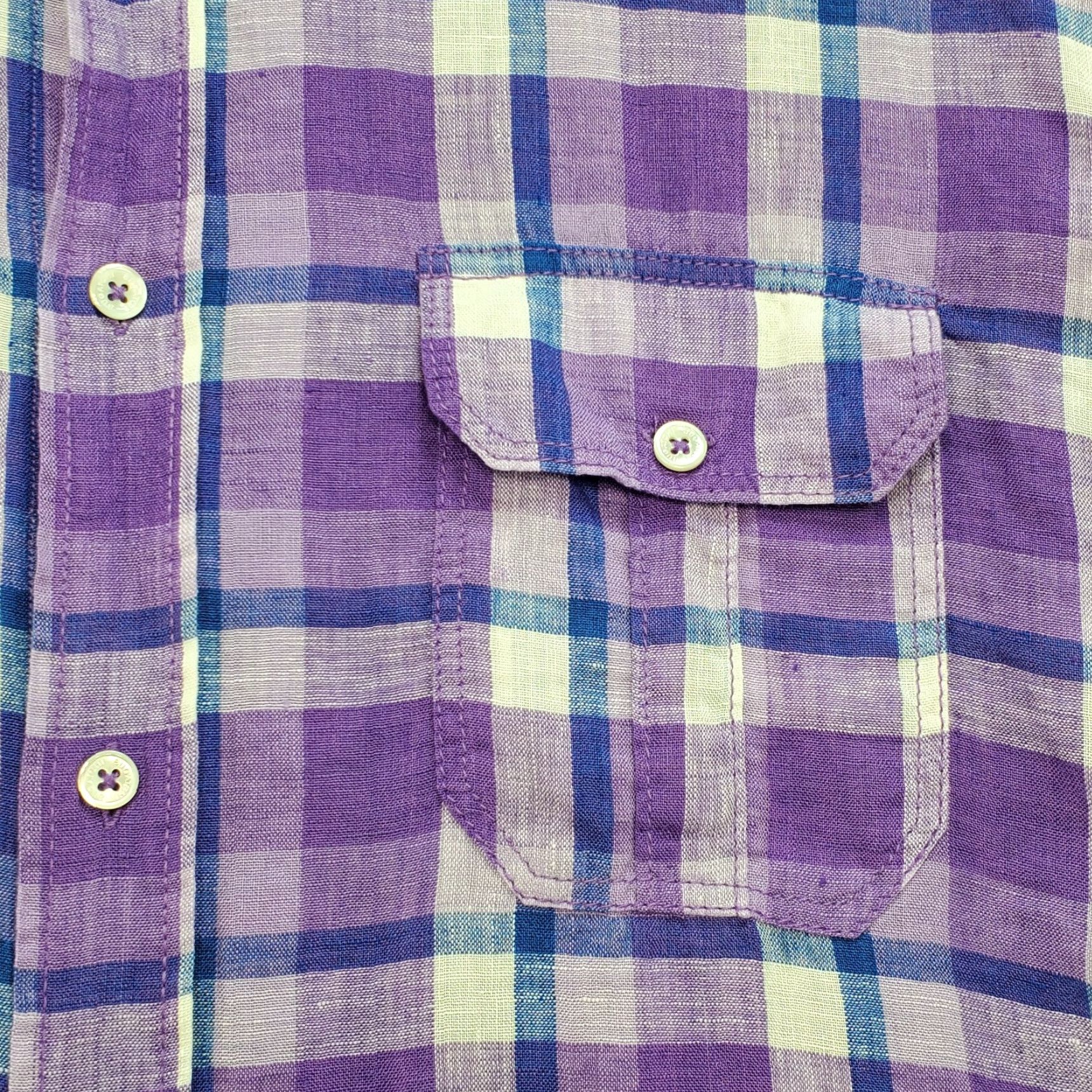 BUGATCHI Bugatchi Uomo Shaped Fit Shirt Men XL Multi Plaid Linen Short Sleeve Button-Up Shirt Size US XL / EU 56 / 4 - 6 Thumbnail