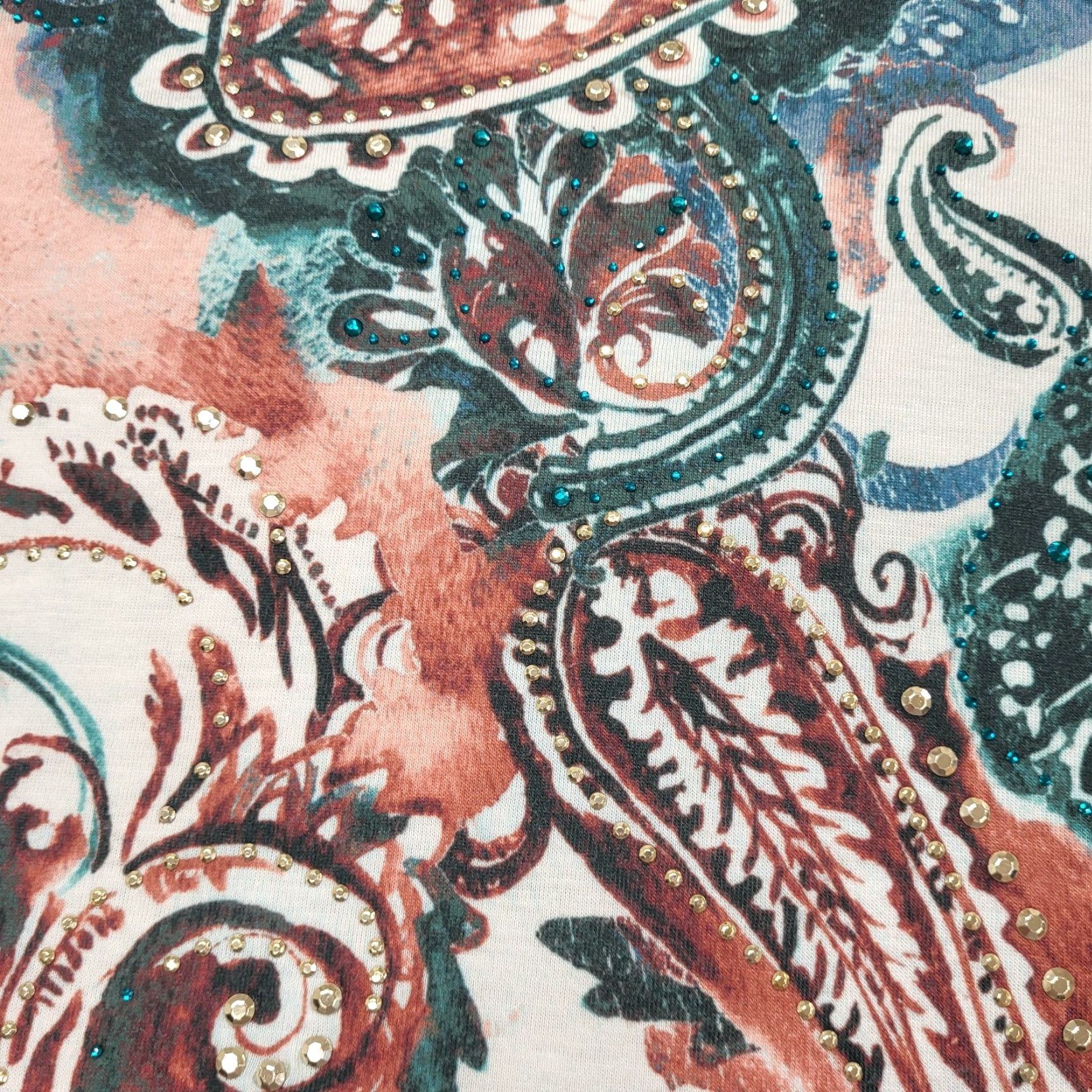 Vintage Allison Daley Blouse Petite PM Turquoise Pink Paisley Asymmetric Hem 3/4 Sleeve Size M / US 6-8 / IT 42-44 - 7 Thumbnail