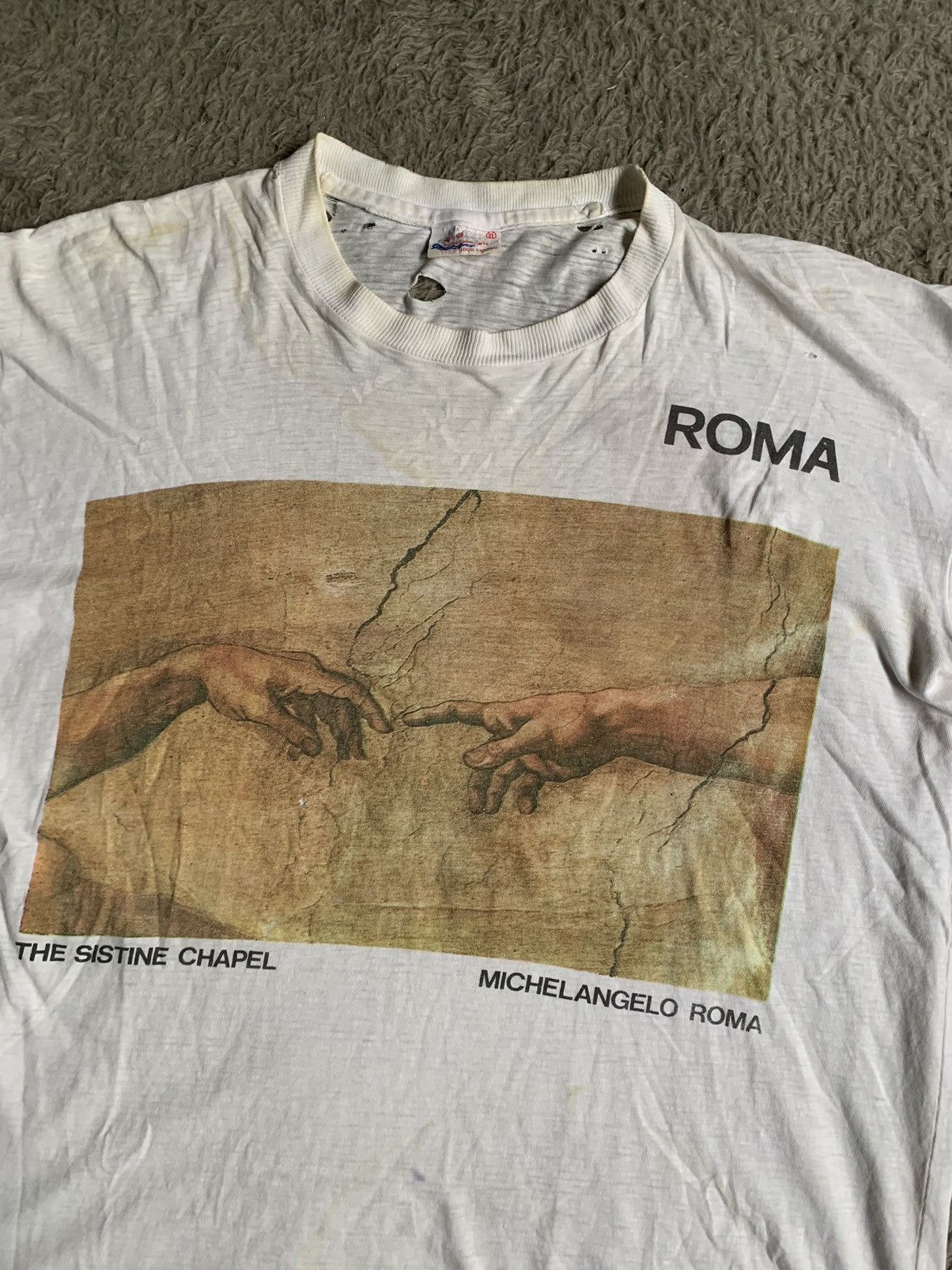 Vintage vintage 80s Thrashed Faded Michelangelo Art Tee Erd Grunge Size US XL / EU 56 / 4 - 2 Thumbnail