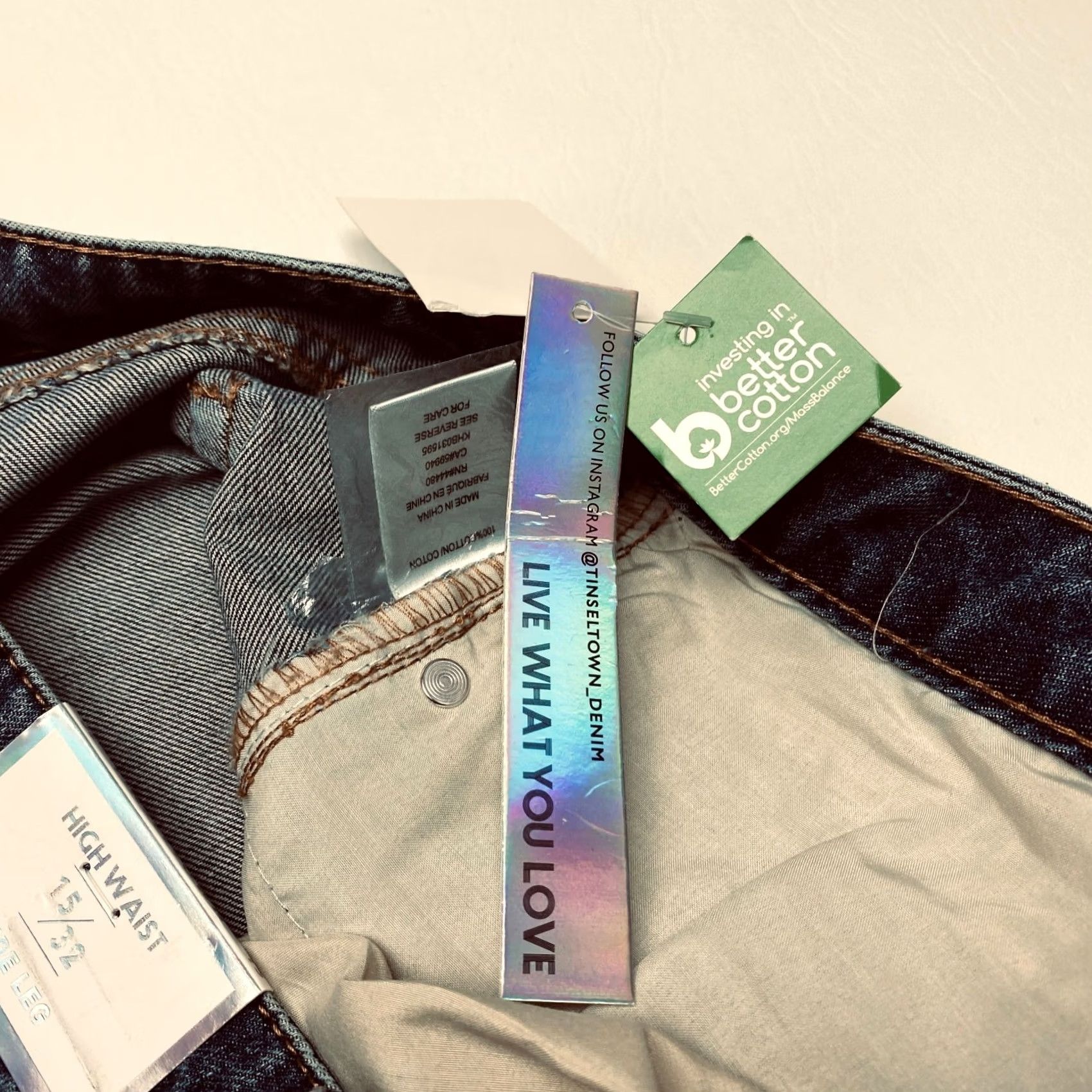 Vintage NWT Tinseltown Jeans Womens 15/32 Blue High Waist Wide Leg Cuffed Hem Denim Size 36" / US 14 / IT 50 - 7 Thumbnail