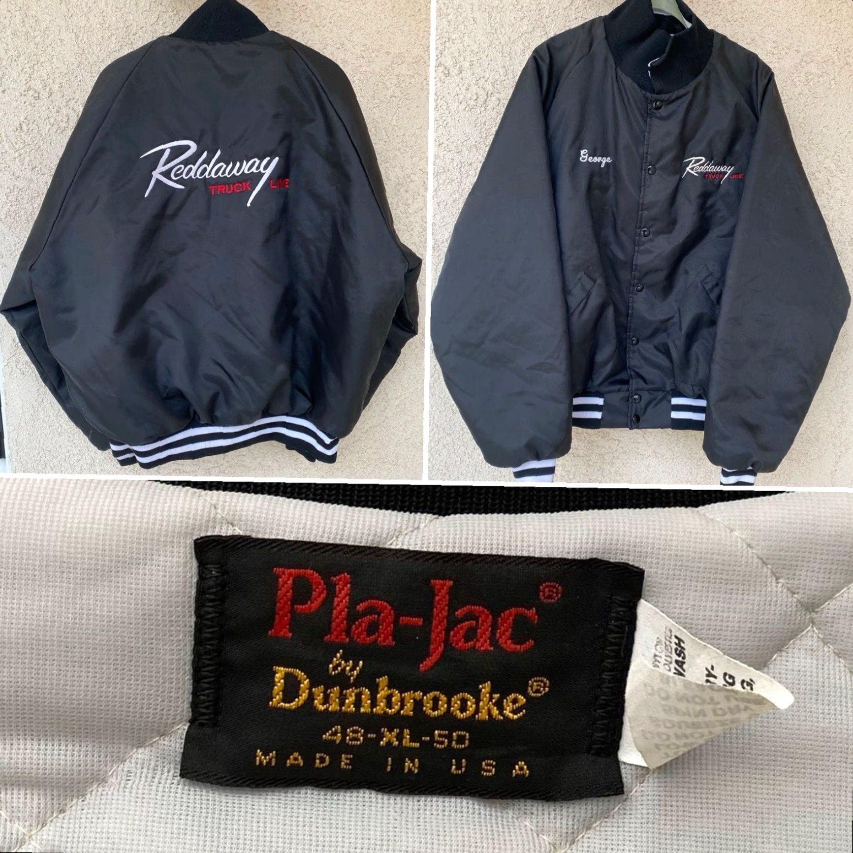 Dunbrooke VINTAGE Pla-Jac Dunbrooke Reddaway Truck Line Bomber Varsity Jacket Black XL Mens Size US XL / EU 56 / 4 - 3 Thumbnail
