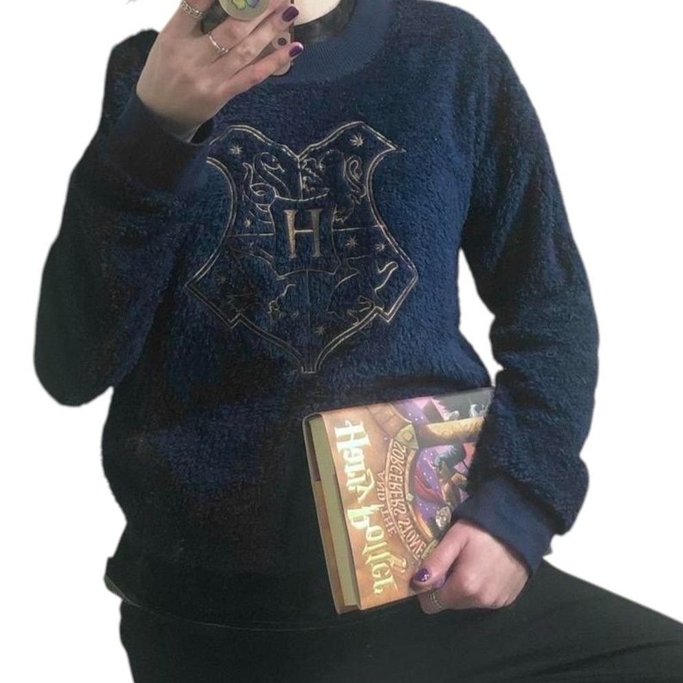Warner Bros Harry Potter Hogwarts Fuzzy Fleece Sweater Sleepwear Top M Size M / US 6-8 / IT 42-44 - 2 Thumbnail
