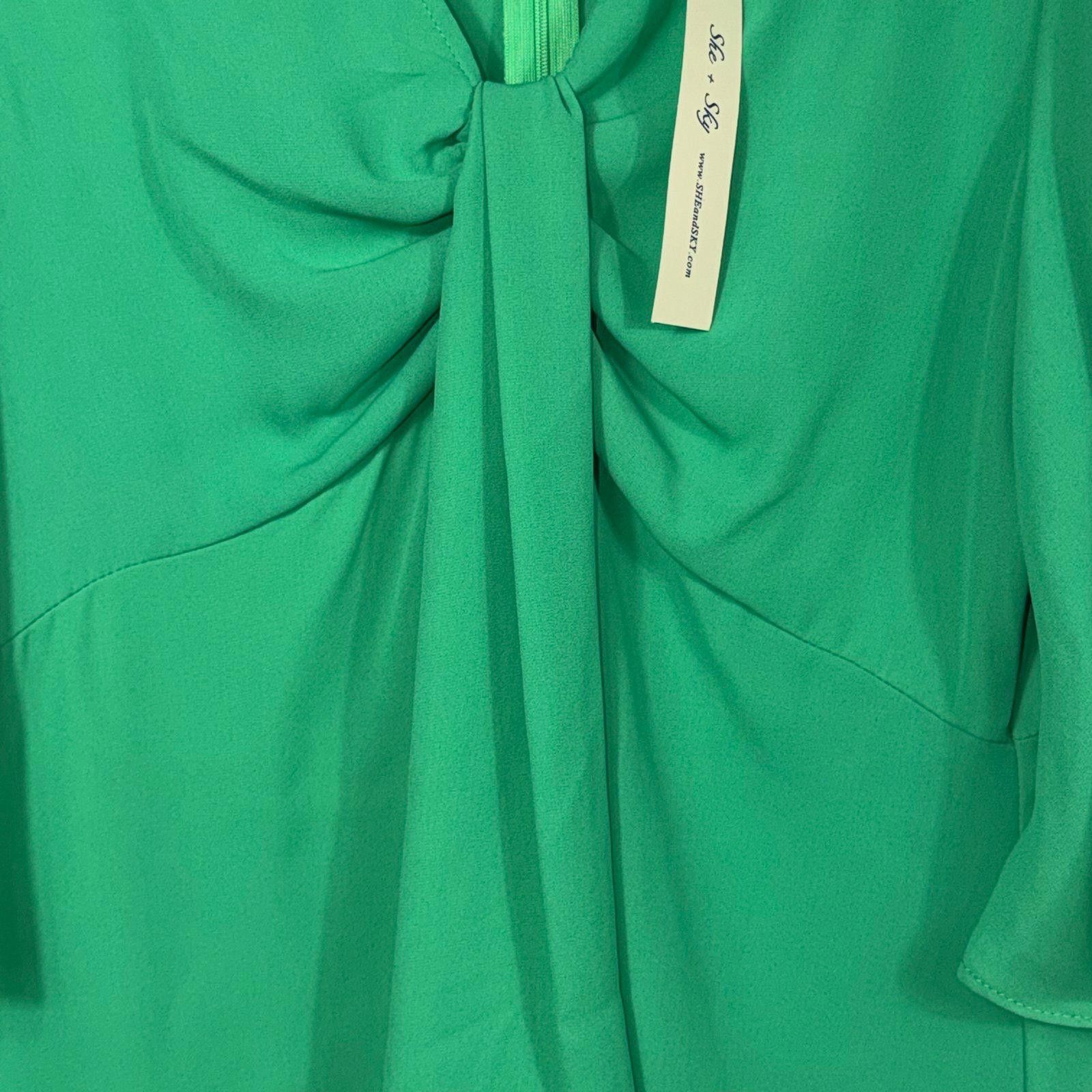 Other She + Sky Medium Green Knot Front Blouse NWT Size M / US 6-8 / IT 42-44 - 2 Thumbnail