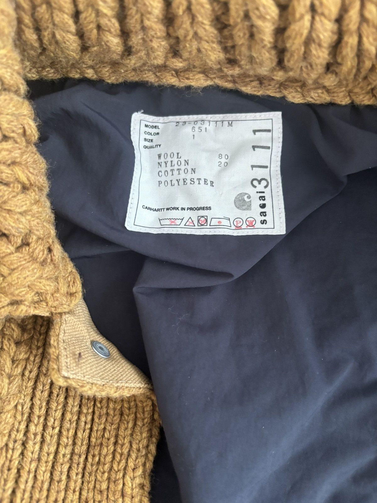 Carhartt × Sacai Carhartt WIP x Sacai Michigan Knit Jacket Size US S / EU 44-46 / 1 - 8 Thumbnail