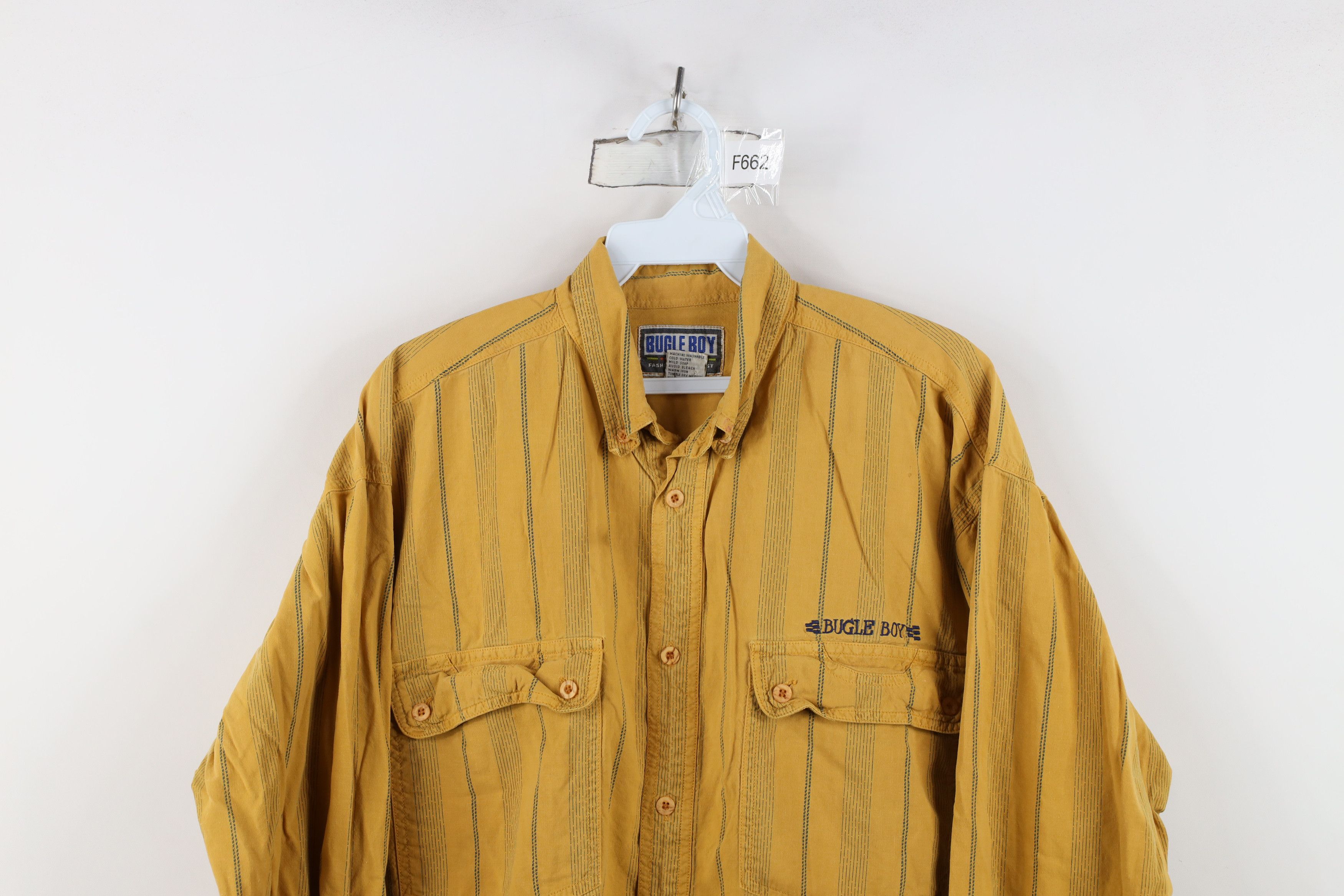 Vintage Vintage 90s Streetwear Big Pocket Striped Button Down Shirt Size US M / EU 48-50 / 2 - 2 Thumbnail