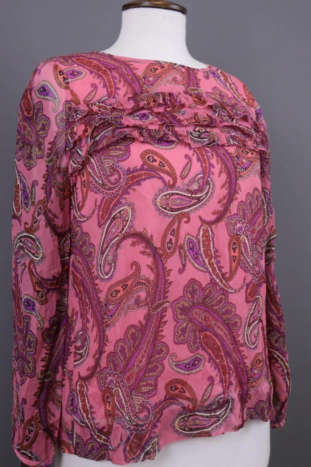 J.Crew J.Crew Pink Silk Paisley Drawstring Blouse Shirt Size 6 / S Size S / US 4 / IT 40 - 4 Thumbnail