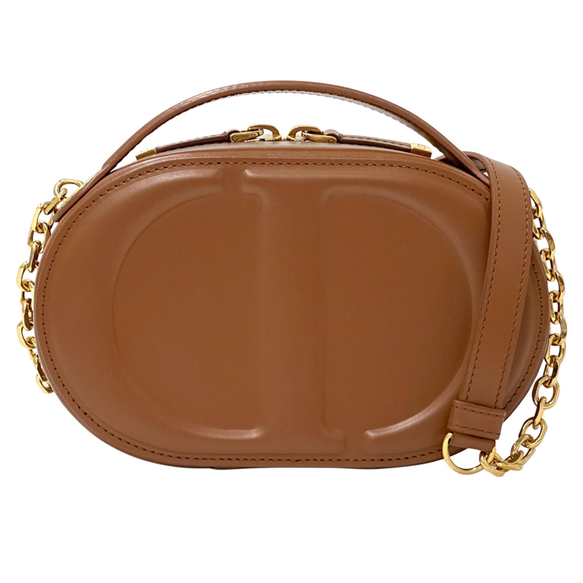 Dior Christian Dior Dior handbag for women, brand name shoulder bag, leather oval camera brown, mini compact, crossbody bag. Size ONE SIZE - 1 Thumbnail