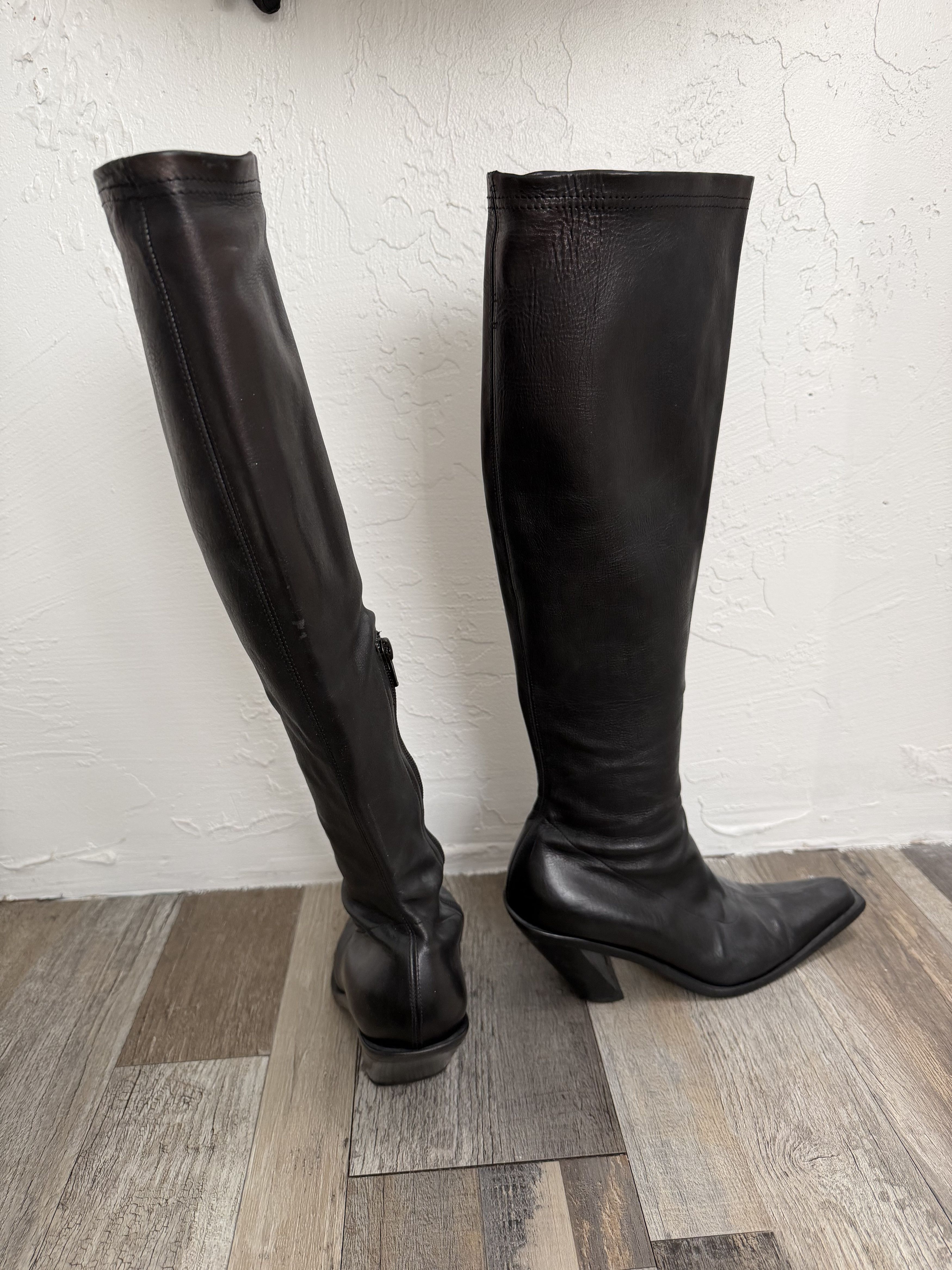 Ann Demeulemeester Vintage Archival Ann Demeulemeester Tall Slant Heel Boots Size US 7.5 / IT 37.5 - 2 Thumbnail