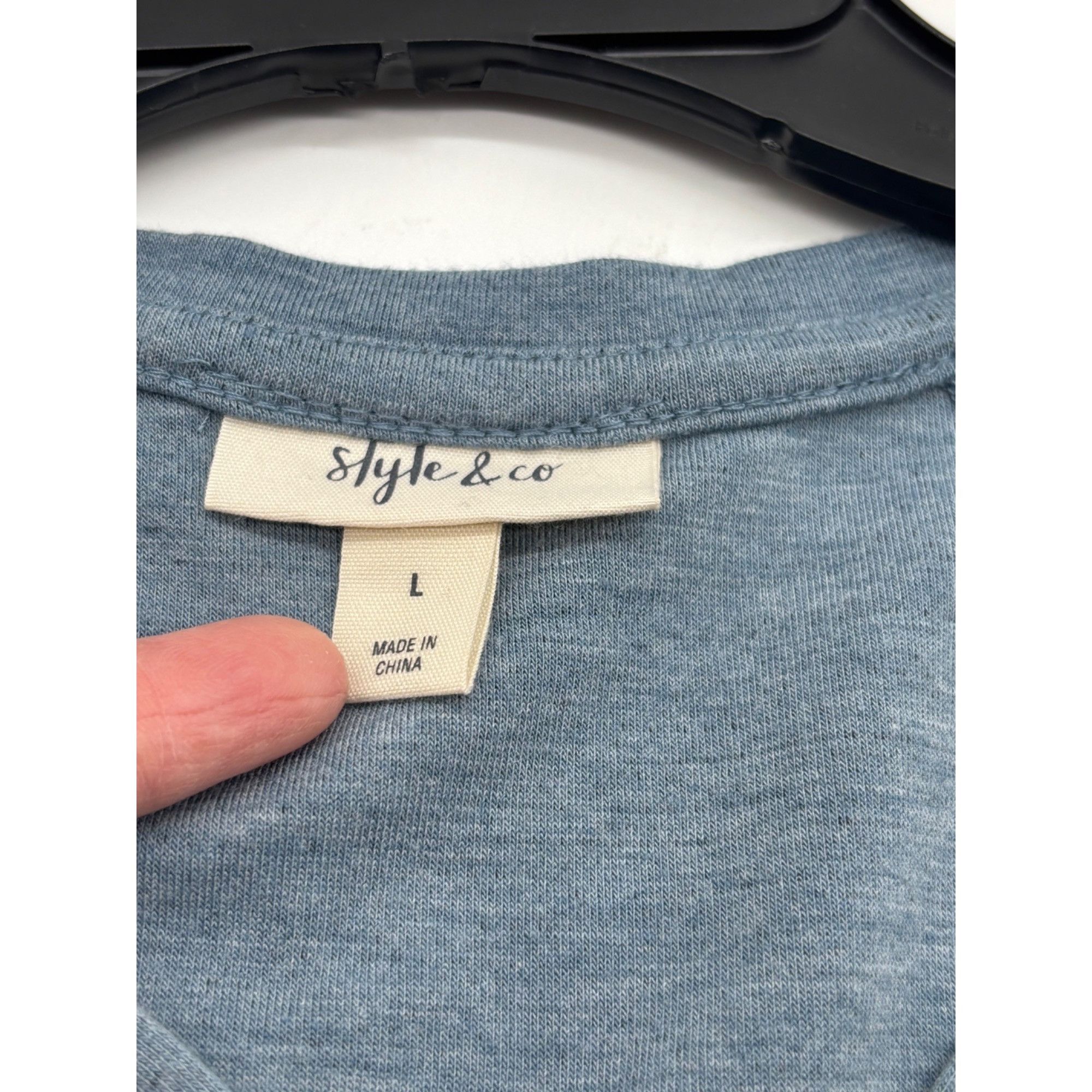 Style & Co Style & Co X-Front Bell-Sleeve Top, Steel Blue, Sz. L Size L / US 10 / IT 46 - 8 Thumbnail