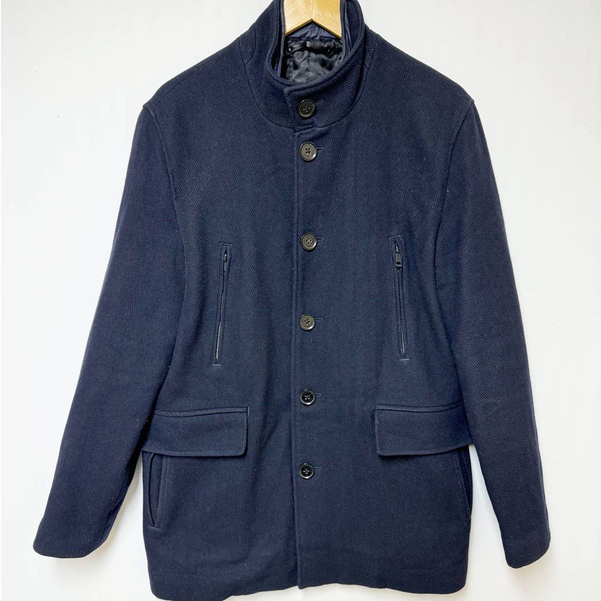 Cole Haan Cole Haan Walking Coat Wool Removable Bib Quilted Navy Blue Size US M / EU 48-50 / 2 - 1 Thumbnail