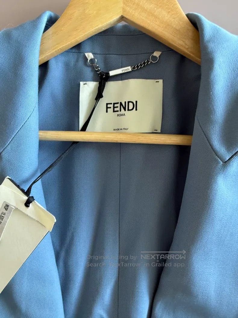 Fendi Fendi Blue Satin-Like Work Suit Jacket Size S / US 4 / IT 40 - 3 Thumbnail