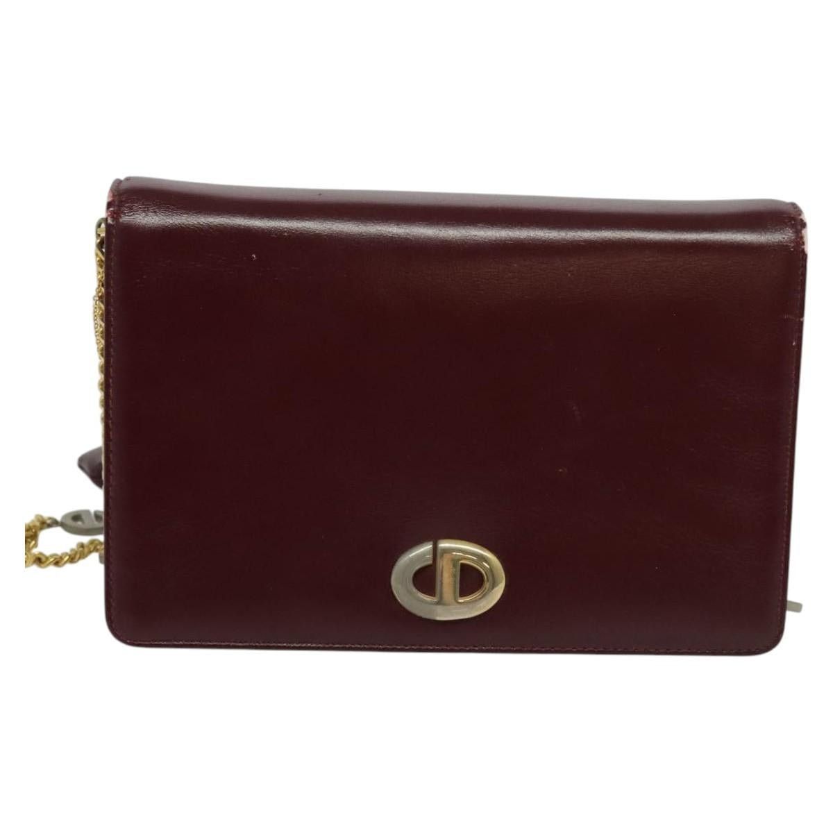 Dior DIOR Chain Shoulder Bag Leather Wine Red Gold Size ONE SIZE - 2 Thumbnail