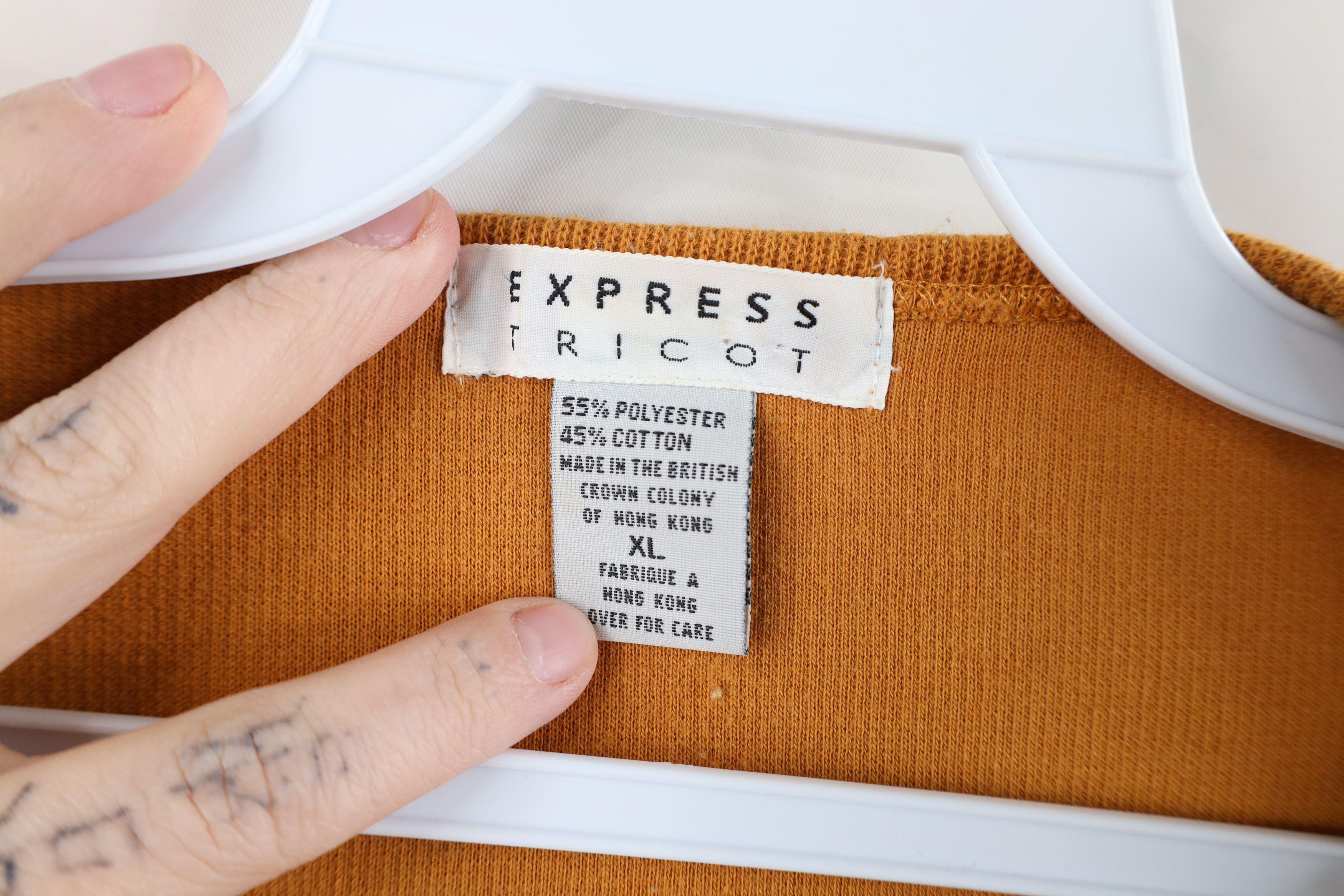 Express × Vintage Vintage 90s Express Ribbed Knit 3/4 Sleeve T-Shirt Orange Size XL / US 12-14 / IT 48-50 - 4 Thumbnail