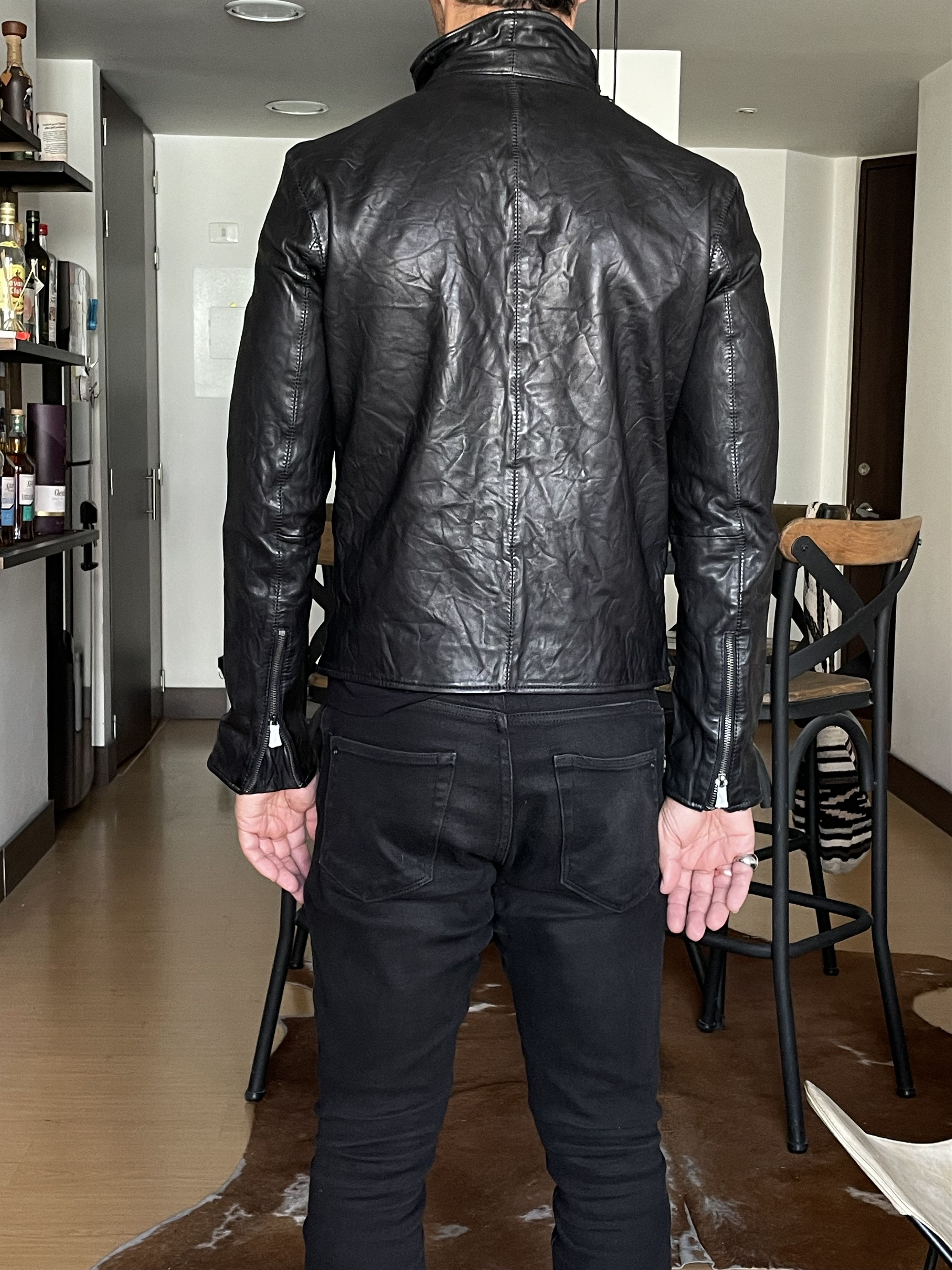 John Varvatos John Varvatos Crinkled Slim Fit Leather Jacket Black Size US M / EU 48-50 / 2 - 7 Thumbnail