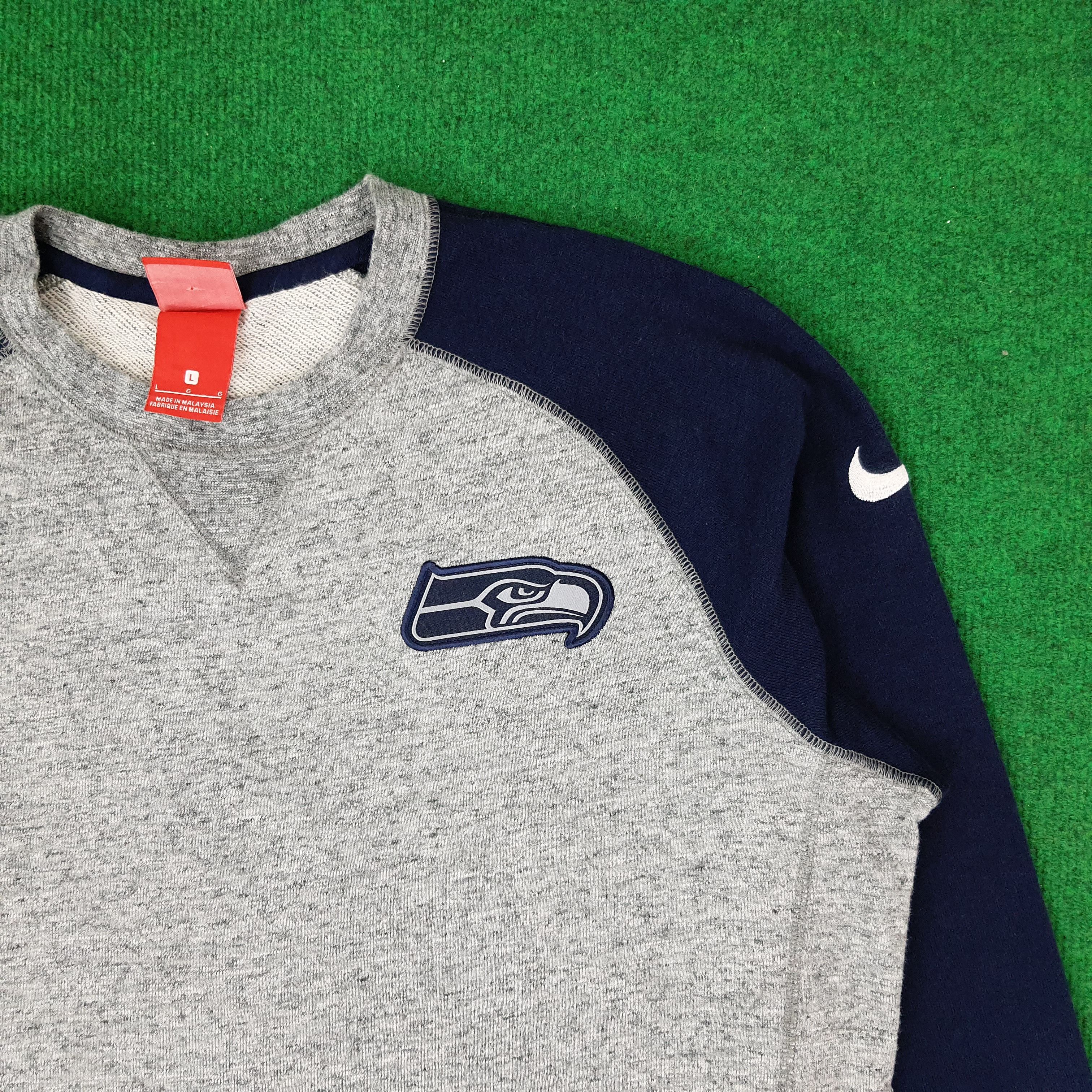 Nike Vintage Nike NFL Seattle Seahawks Raglan Sweatshirt C226N1 Size US L / EU 52-54 / 3 - 2 Thumbnail