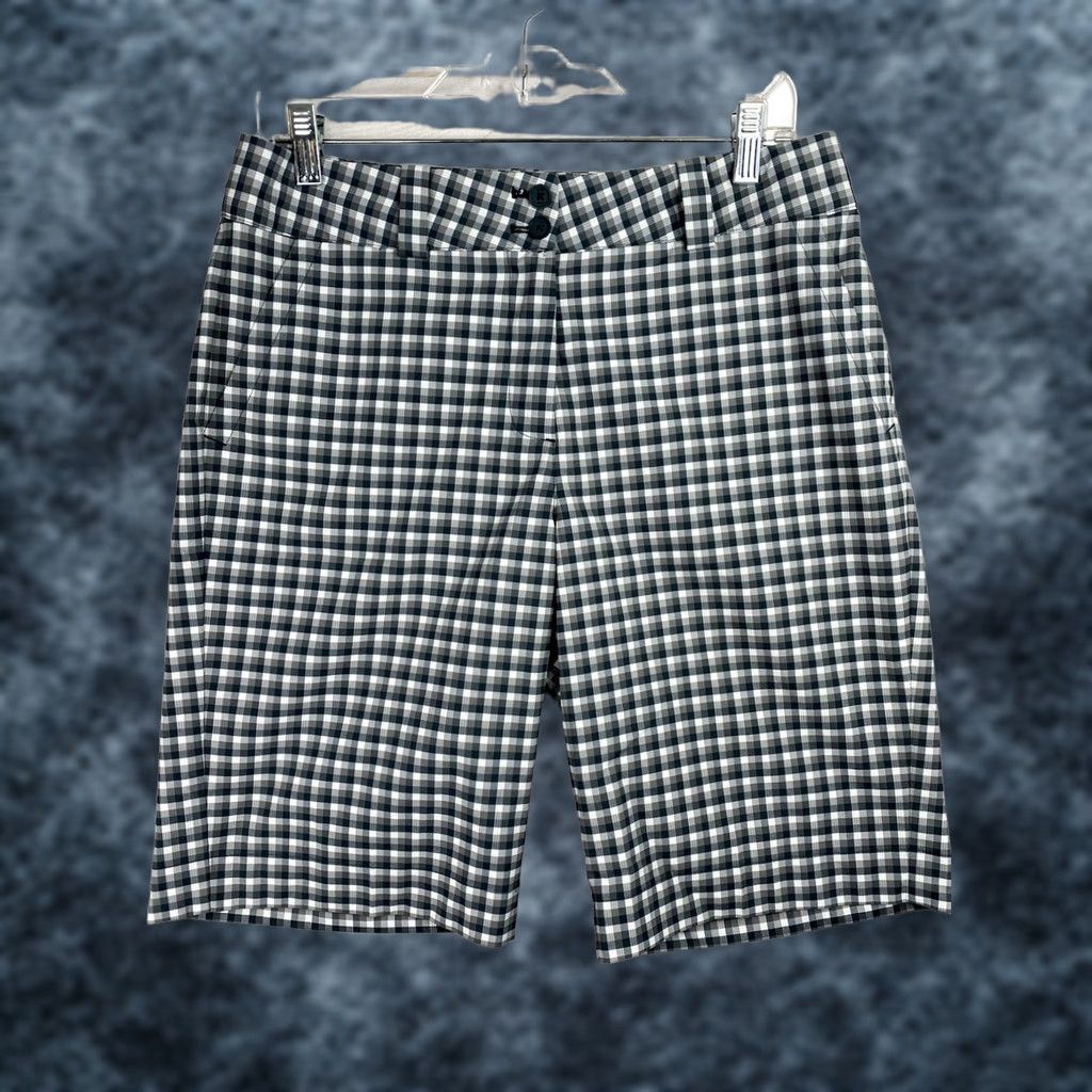 Nike Nike Golf Shorts Womens 8 Green Gray Plaid Dri-Fit Nylon Blend Stretch Bermuda Activewear Athletic Outfit Womens 8 Nike Golf Shorts Size 30" / US 8 / IT 44 - 1 Thumbnail