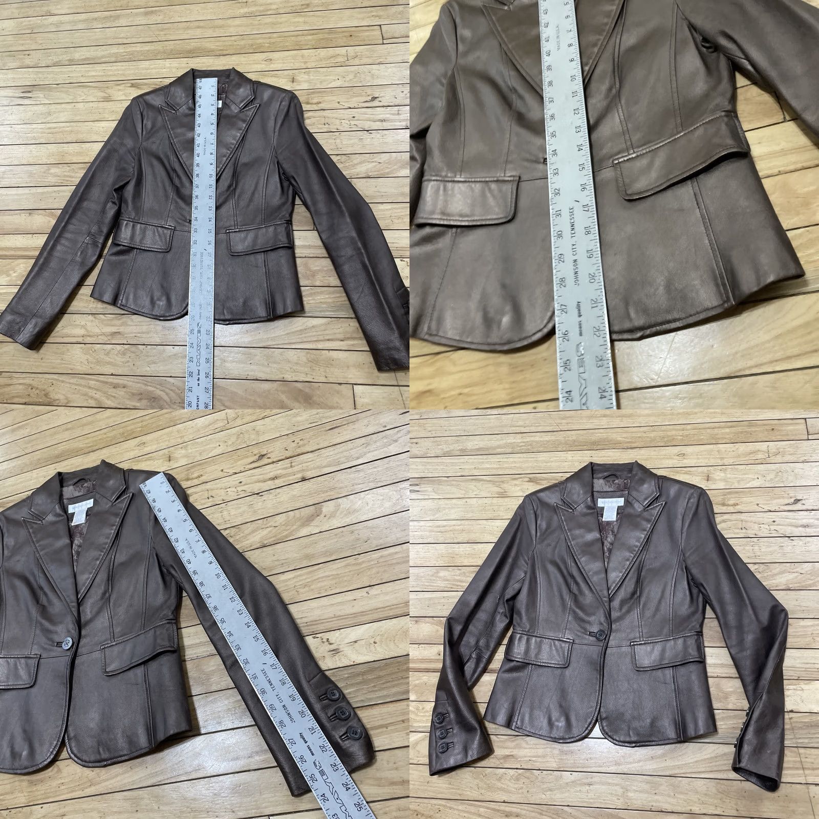 Worthington VINTAGE Worthington Leather Jacket Womens XS Brown Y2K 90s Long Sleeve Leather Blazer Shirt Jacket Size L / US 10 / IT 46 - 9 Thumbnail