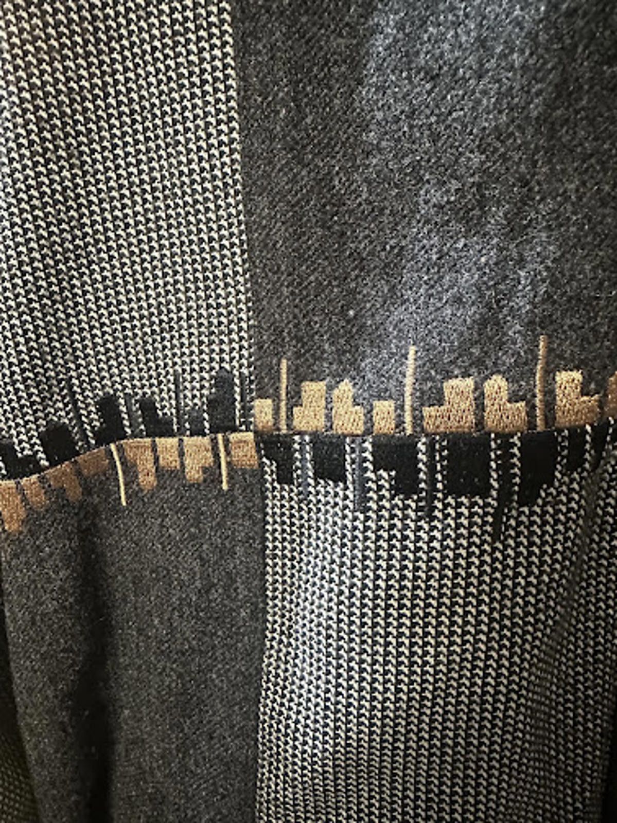 California Republic Vintage Califf Gray Black Patterned Knit Bomber Jacket Size US M / EU 48-50 / 2 - 5 Thumbnail