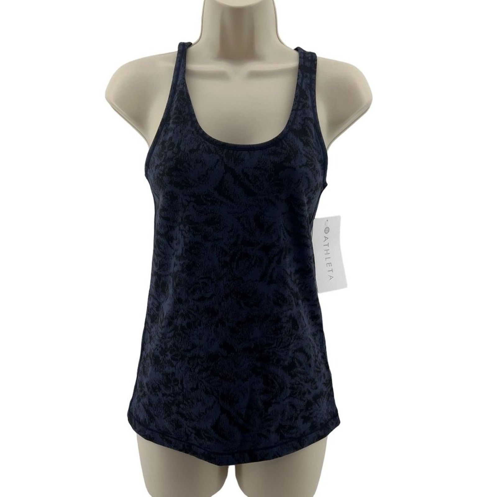 Athleta Athleta Scoop Tank Texture Blue Black Womens Xsmall Workout Size XS / US 0-2 / IT 36-38 - 1 Thumbnail