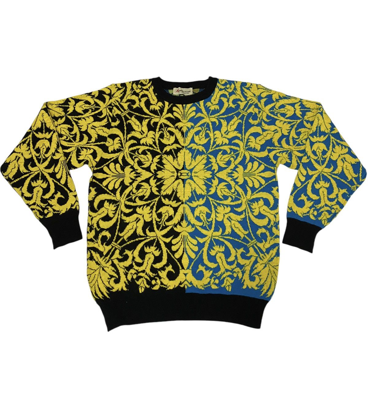 Andreluciano × Aran Isles Knitwear Andre Luciano Crazy Screen Two Tone Coloured Sweater (C3) Size US M / EU 48-50 / 2 - 1 Thumbnail