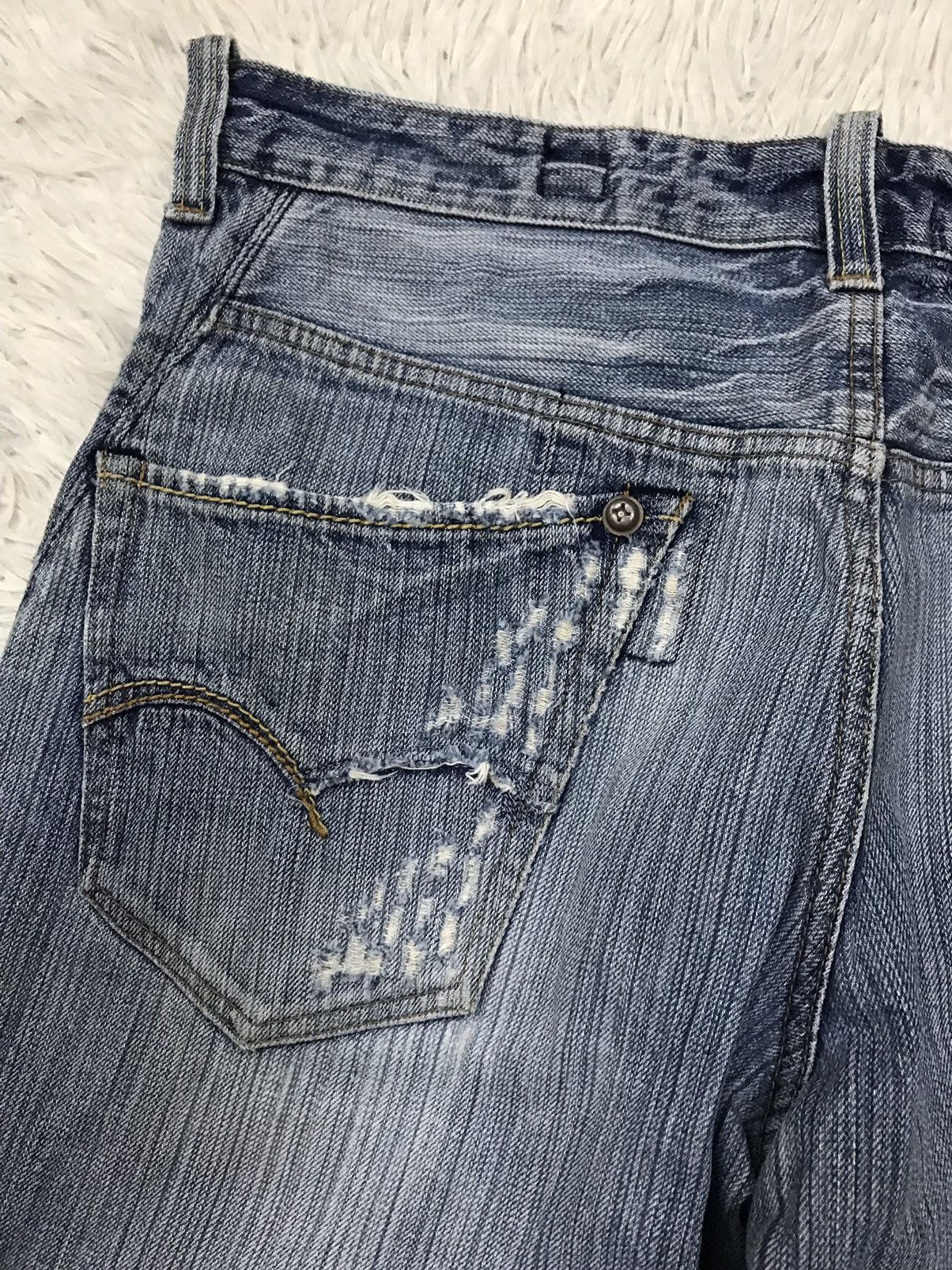 If Six Was Nine Vintage Bartack Work Clothing Distressed Denim Jeans Size US 34 / EU 50 - 11 Thumbnail
