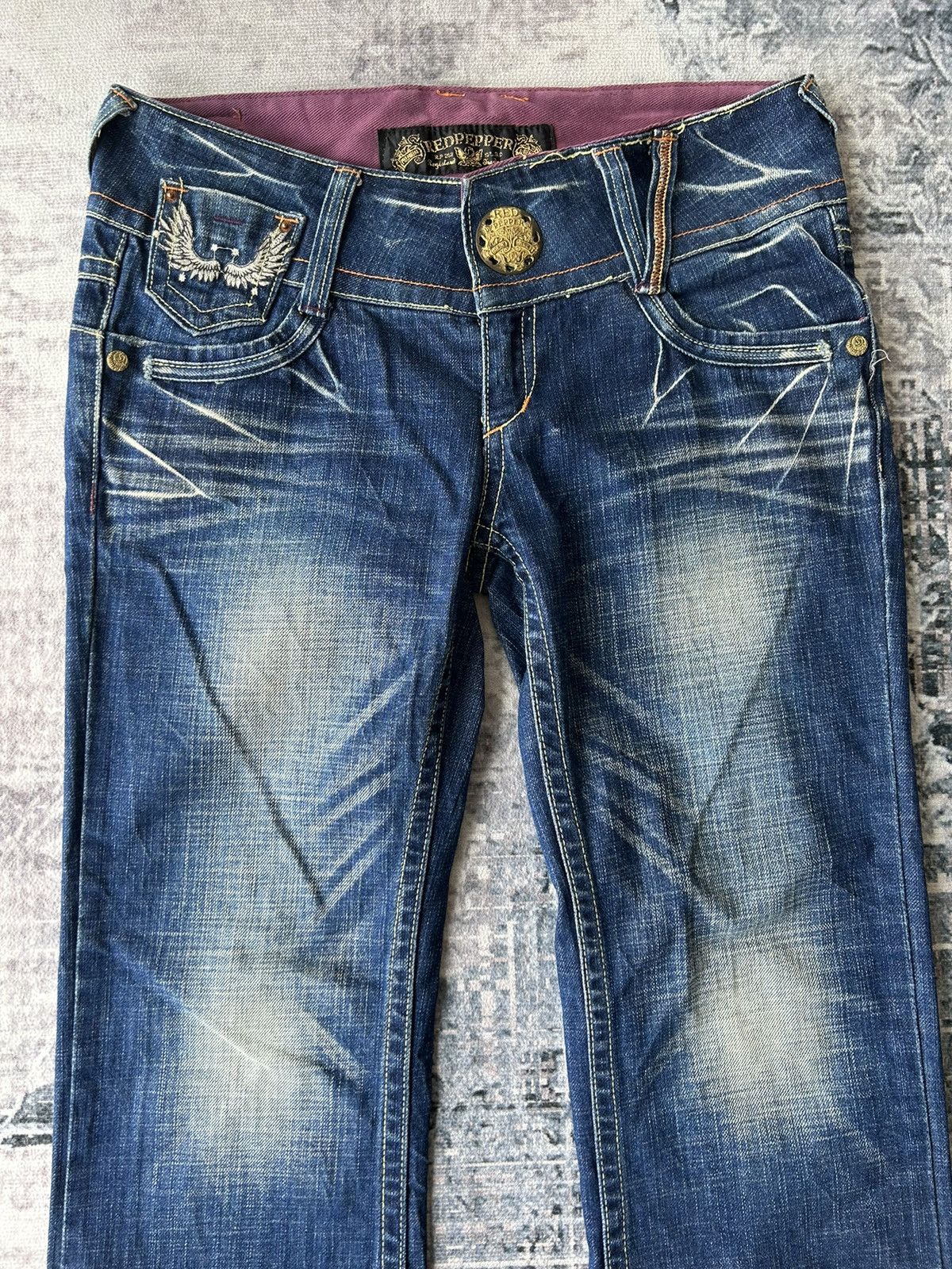 Ed Hardy 🦋 Red Pepper Embroidery Wing Jeans Size 32" / US 10 / IT 46 - 11 Thumbnail