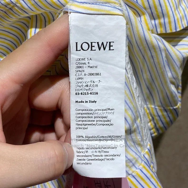 Loewe Loewe Yellow Striped Embroidered Logo Short Sleeve Shirt Size XXS / US 00 / IT 34 - 4 Thumbnail