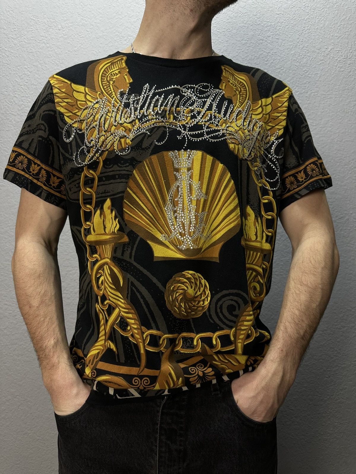 Ed Hardy × Vintage Vintage Ed Hardy by Christian Audigier tee polo avangarde Size US L / EU 52-54 / 3 - 3 Thumbnail