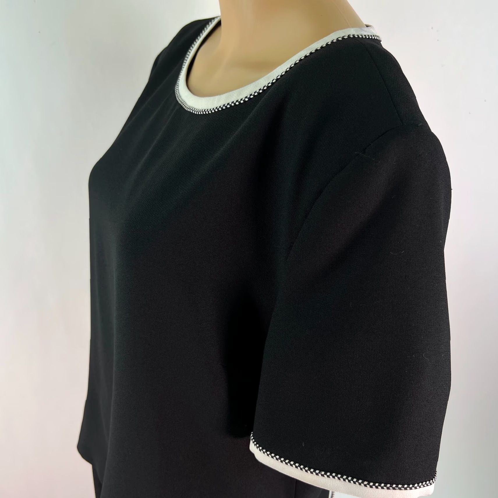 Kasper VINTAGE Kasper A.S.L. Womens Sheath Dress Size 16 Short Sleeves Round Neck Black Womens Size 38" / US 16 / IT 52 - 3 Thumbnail