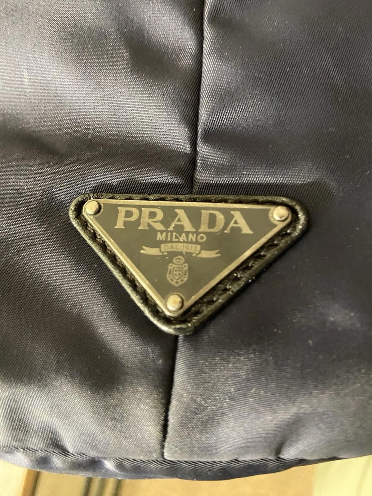 Prada Prada Tessuto Black Blue Nylon Leather Bomber Hand Tote Bag Size ONE SIZE - 12 Thumbnail