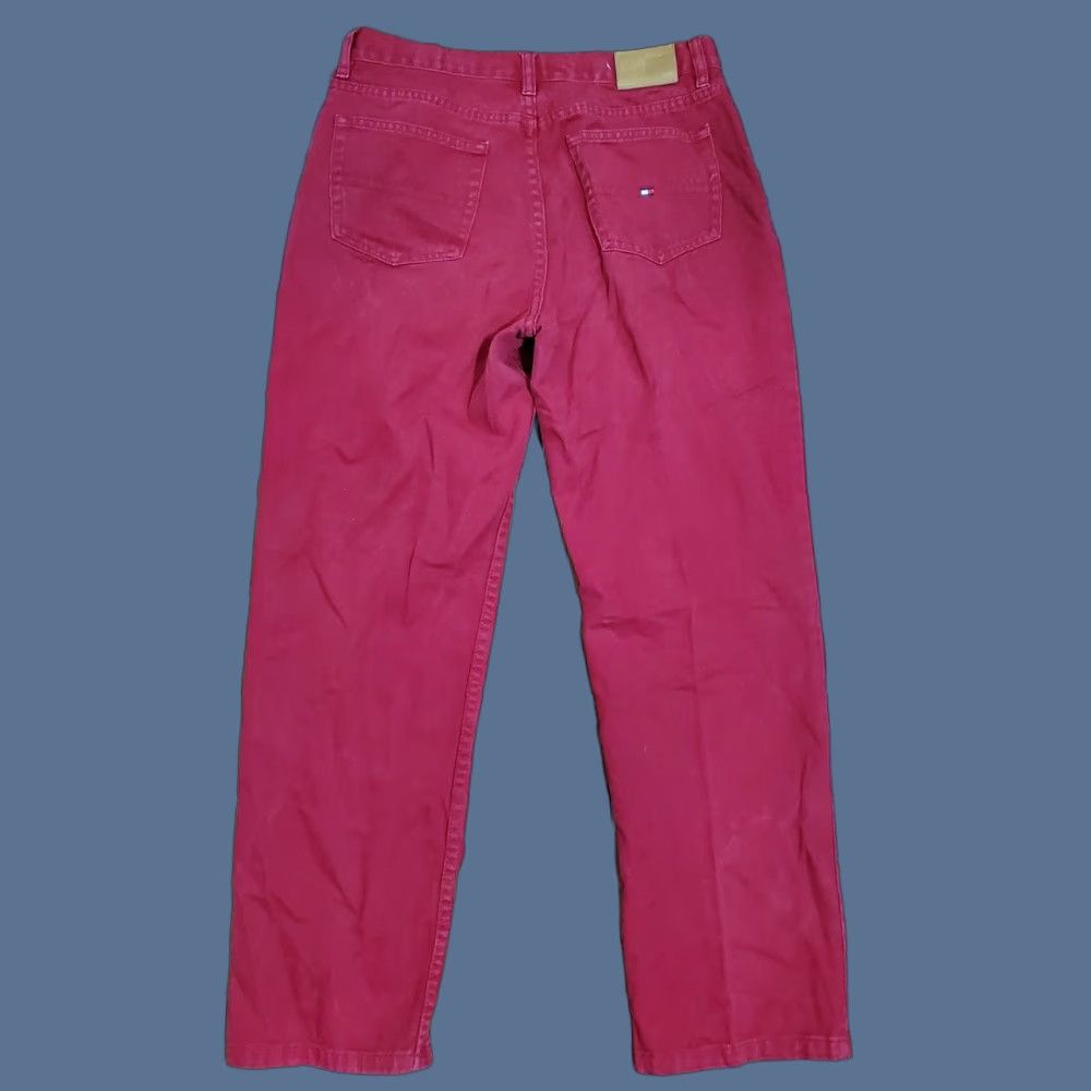 Tommy Hilfiger VINTAGE Tommy Hilfiger Jeans Womens 10 Red Straight Leg 5 Pocket Flag Logo Y2K pants denim Size 32" / US 10 / IT 46 - 1 Thumbnail