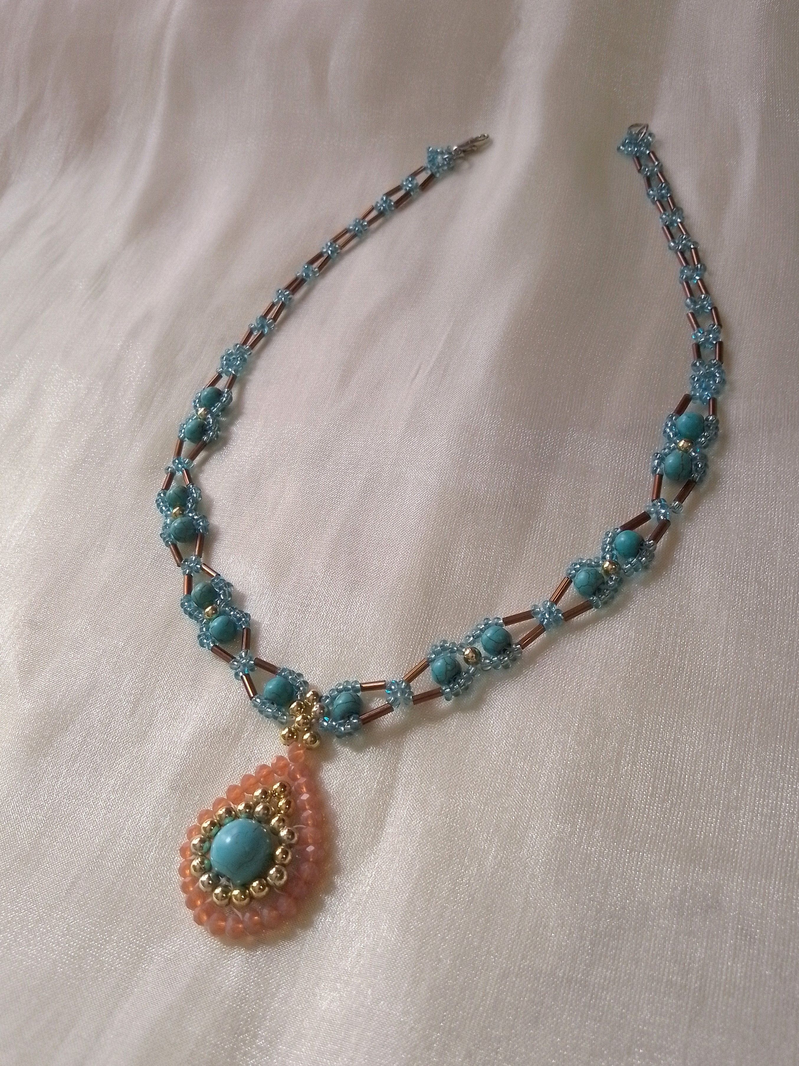 Handmade Necklace with natural turquoise gemstones and pendant Size ONE SIZE - 1 Thumbnail