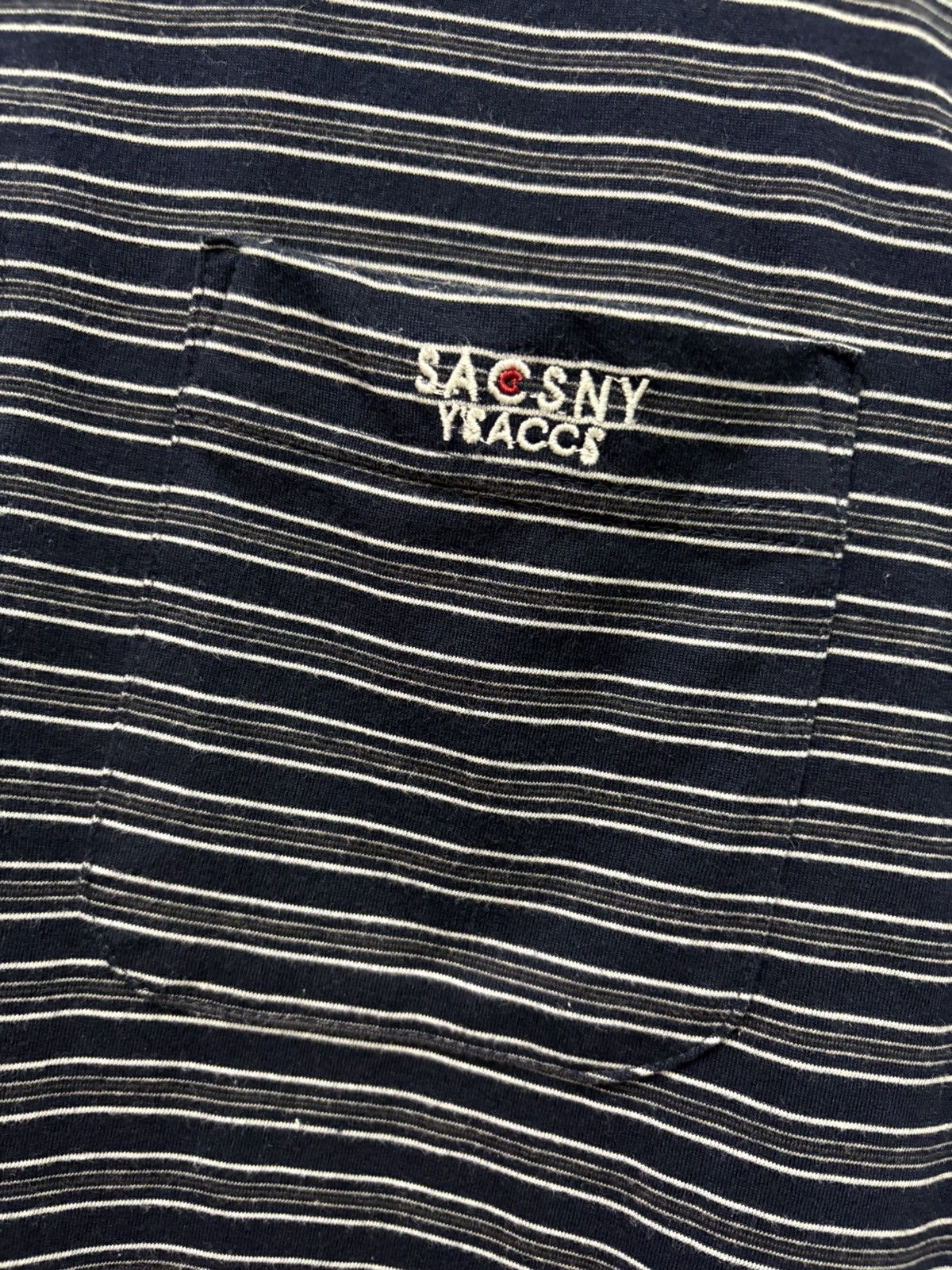Japanese Brand × Y's × Yohji Yamamoto 2000's Sacsny Y'saccs Button Stripe Navy T-Shirt Size US M / EU 48-50 / 2 - 4 Thumbnail