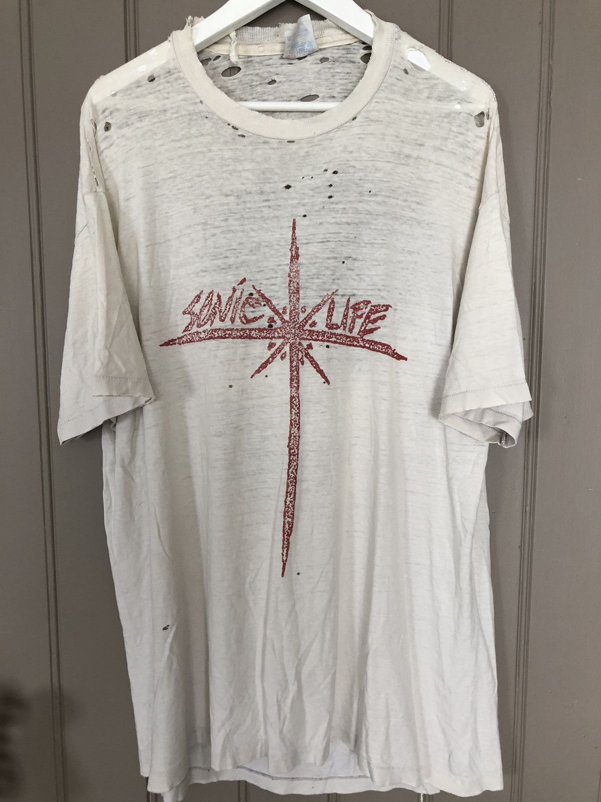 image of Vintage 1985 Sonic Youth ‘Sonic Life’ T-Shirt in White, Men's (Size XL)