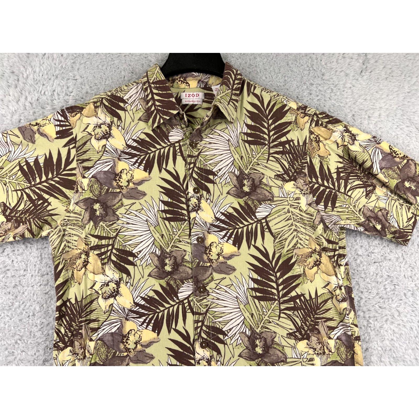 Tommy Bahama Tommy Bahama Shirt Mens Large Green Hawaiian Button-Up Silk Blend Floral Print Resort Aloha Short Sleeve 40" Chest Mens Size US L / EU 52-54 / 3 - 4 Thumbnail