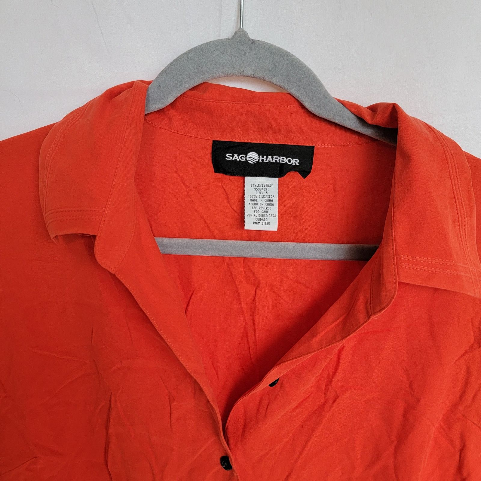 Other Y2K Gauva Red Orange 100% Silk Button-Up Shirt Size 18 Size XXL / US 16-18 / IT 52-54 - 4 Thumbnail