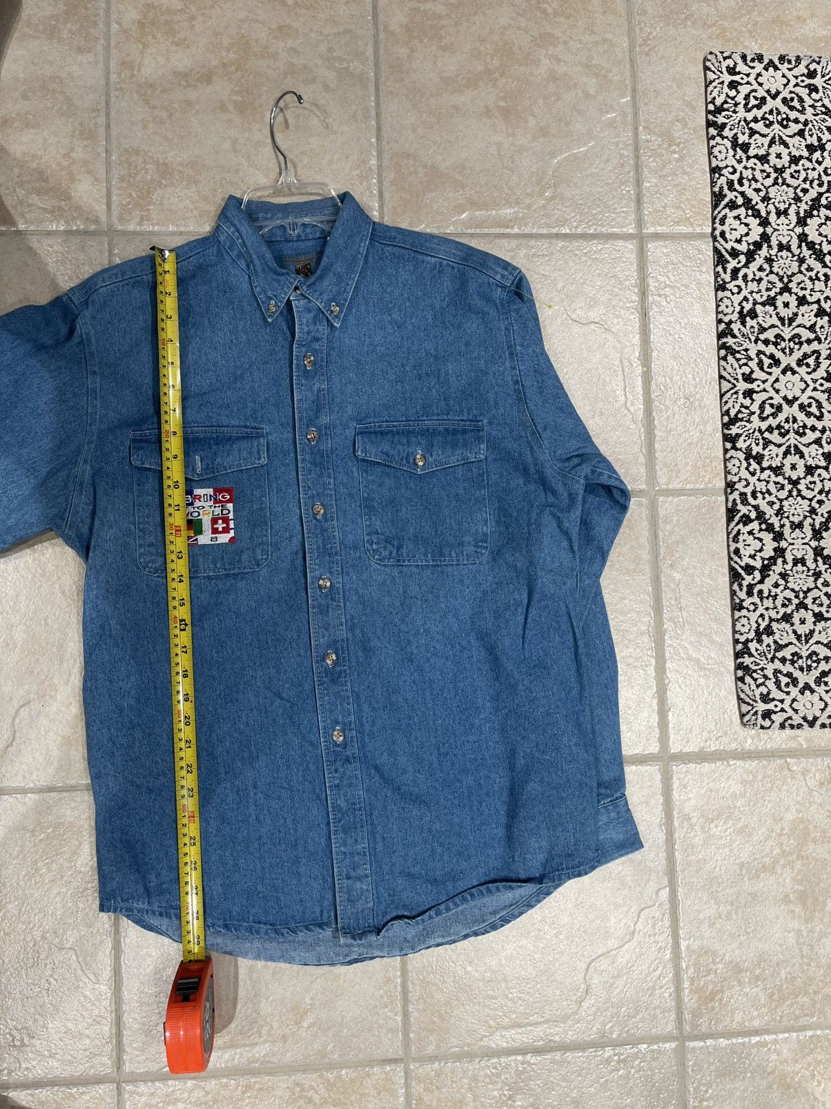 Other VTG Bear Back Men's Lg Long Sleeve Button Down Blue Denim Size US XL / EU 56 / 4 - 6 Thumbnail