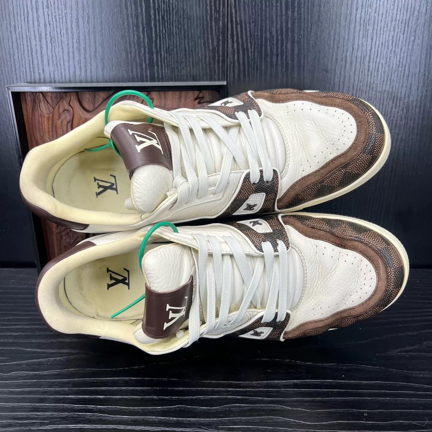 Louis Vuitton LV Trainer Damier Black/White/Brown 43.5 GC Box Size US 10.5 / EU 43-44 - 7 Thumbnail