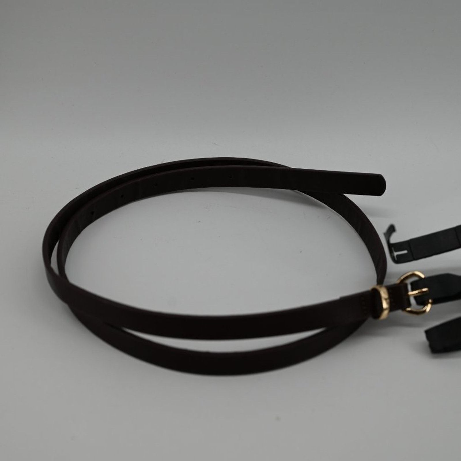 Other LP Blue Dark Brown Faux Leather Skinny Belt Fashion Gold L Size ONE SIZE - 7 Thumbnail