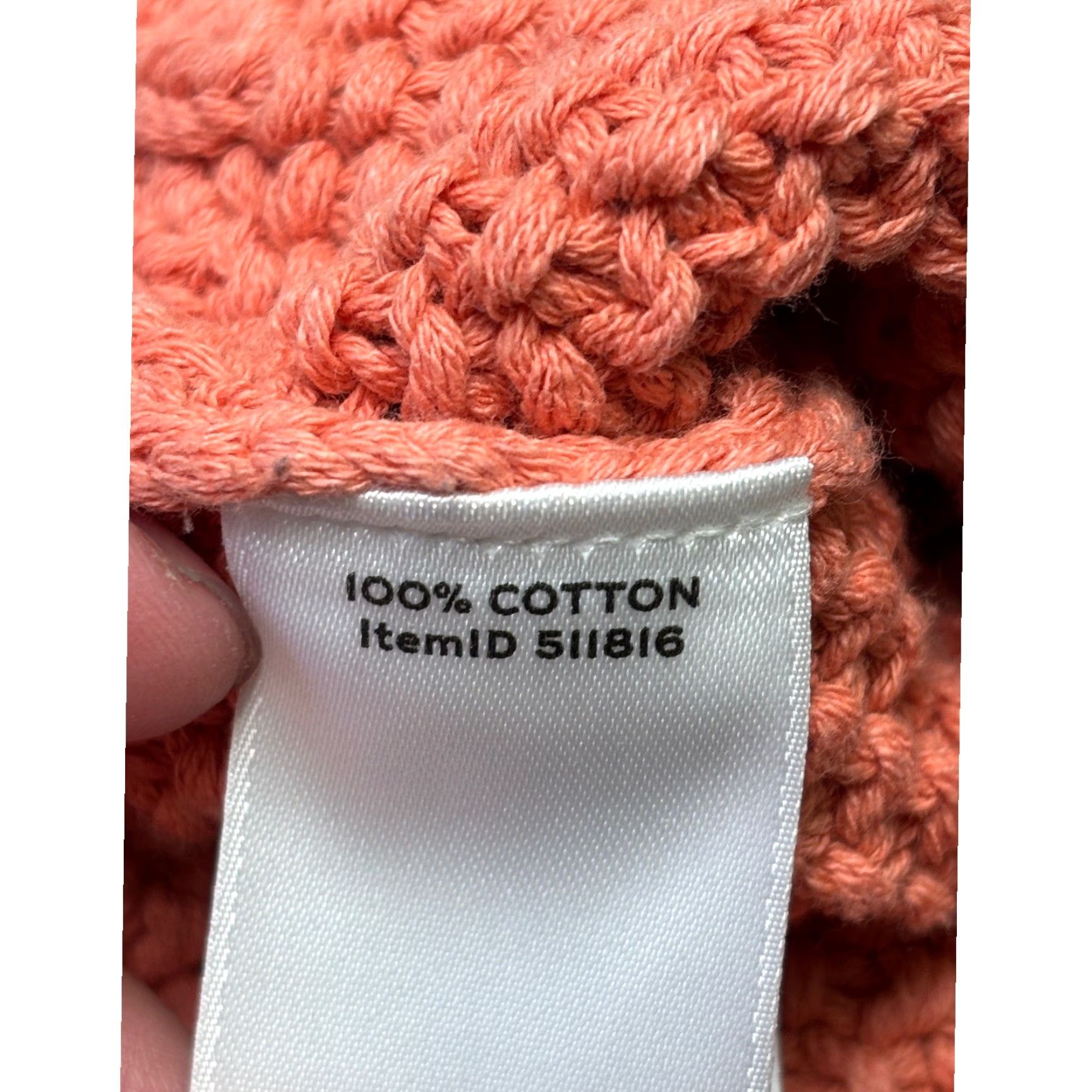 Vintage LL Bean Signature Womens Coral Pink Cable Knit Cotton Sweater Crew Neck Medium Womens Pullover Knit 100% Cotton Heavyweight Casual Fall Winter Spring Size M / US 6-8 / IT 42-44 - 4 Thumbnail